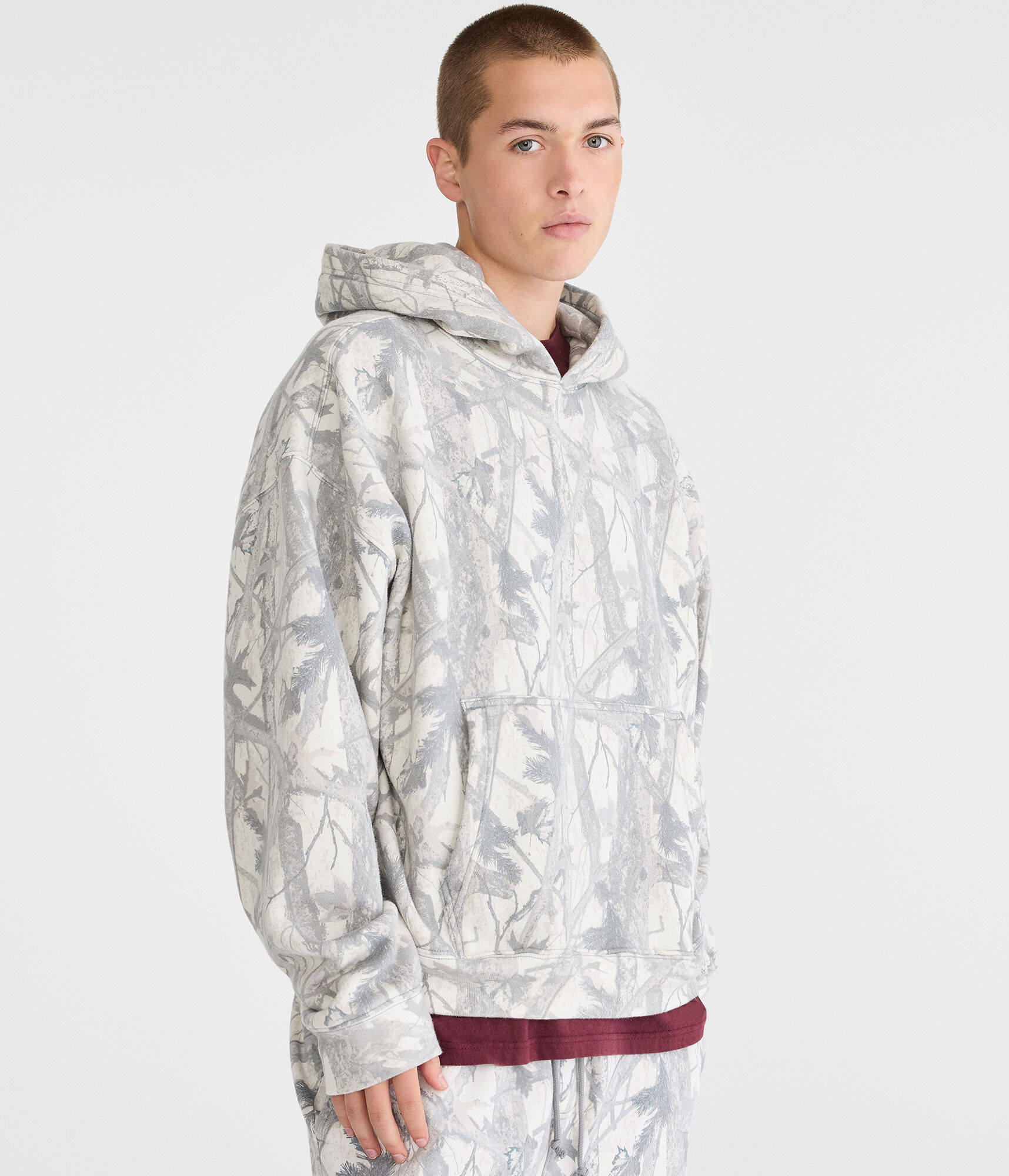 Cloud Soft Forest Camo Boxy Pullover Hoodie
