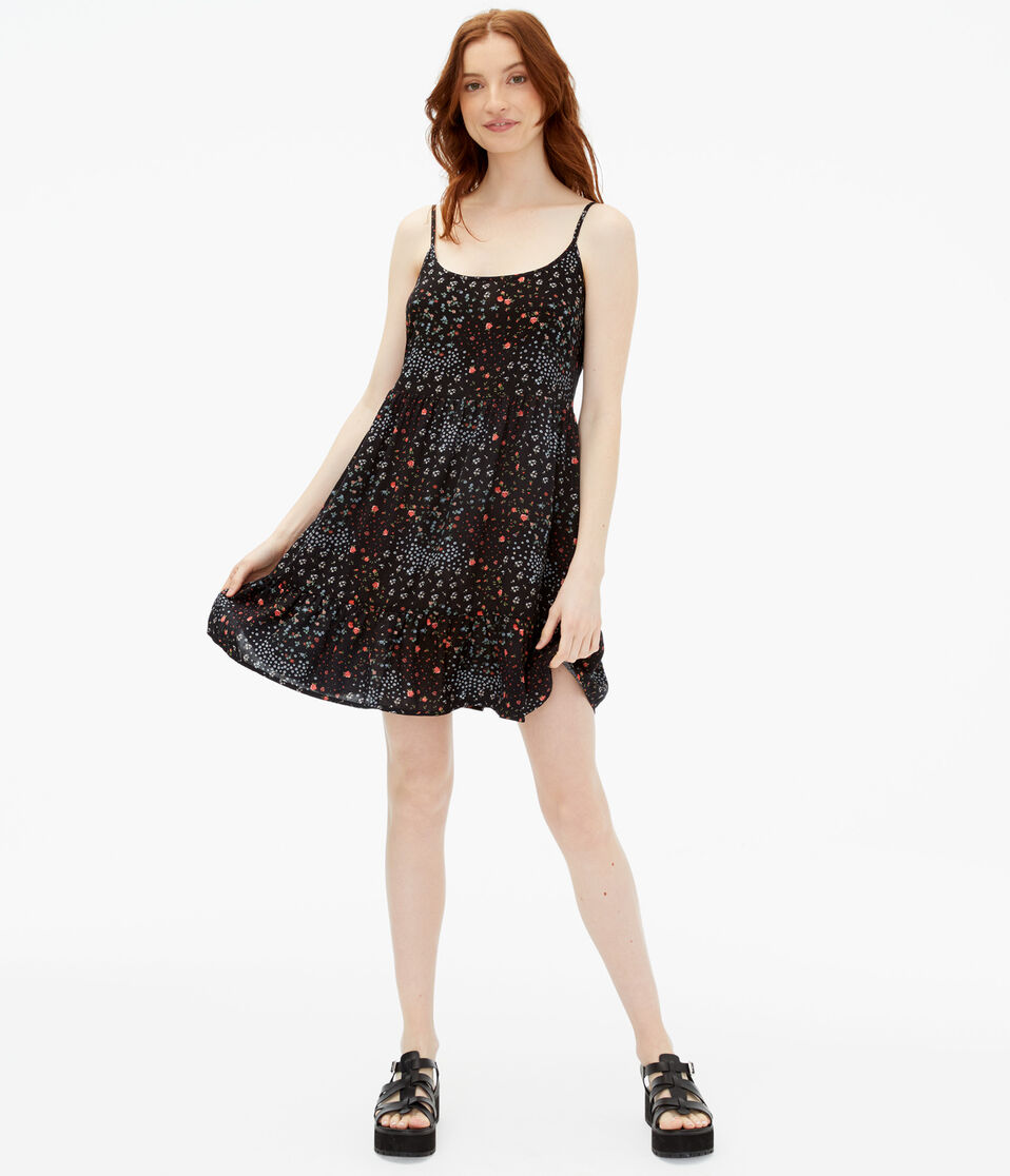 Floral Scoop-Neck Open-Back Slip Dress