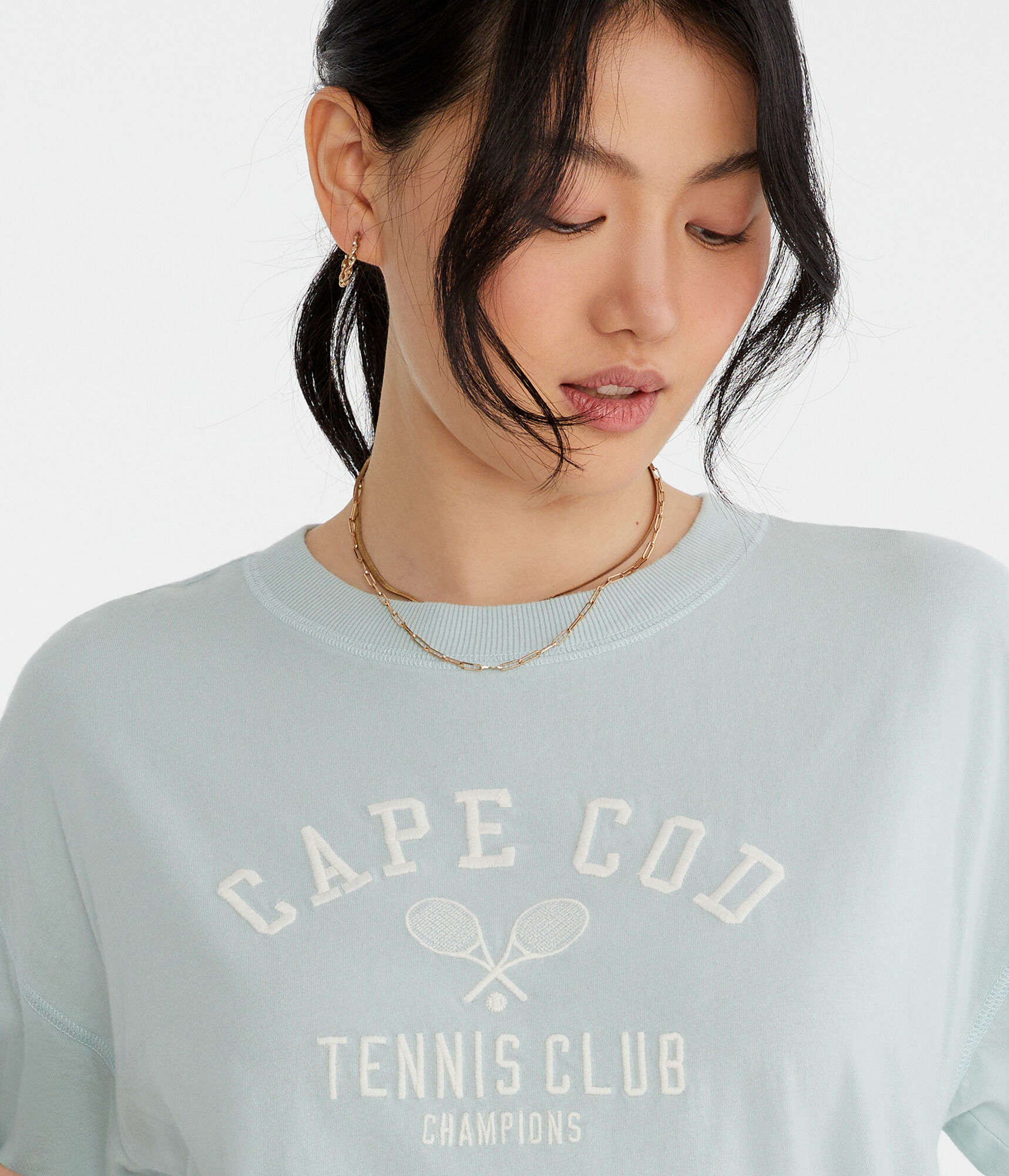 Cape Cod Tennis Cropped Boyfriend Graphic Tee