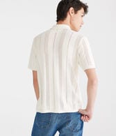 Solid Open-Knit Sweater Polo
