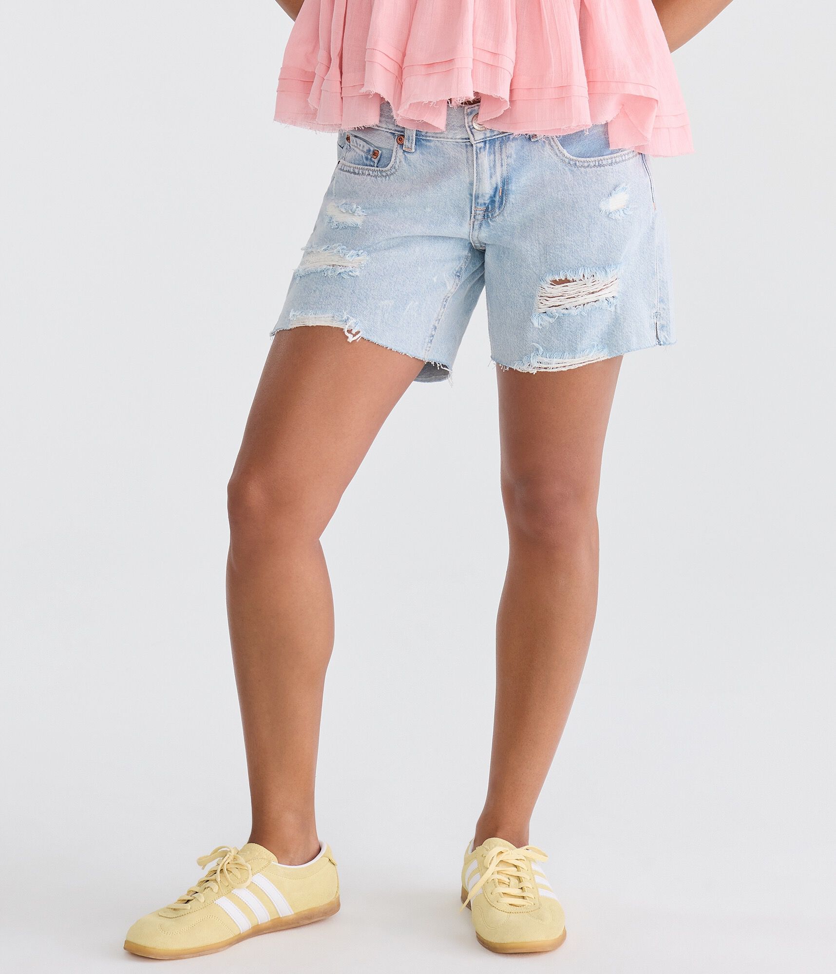 Super Low-Rise Baggy Denim Shorts 6"