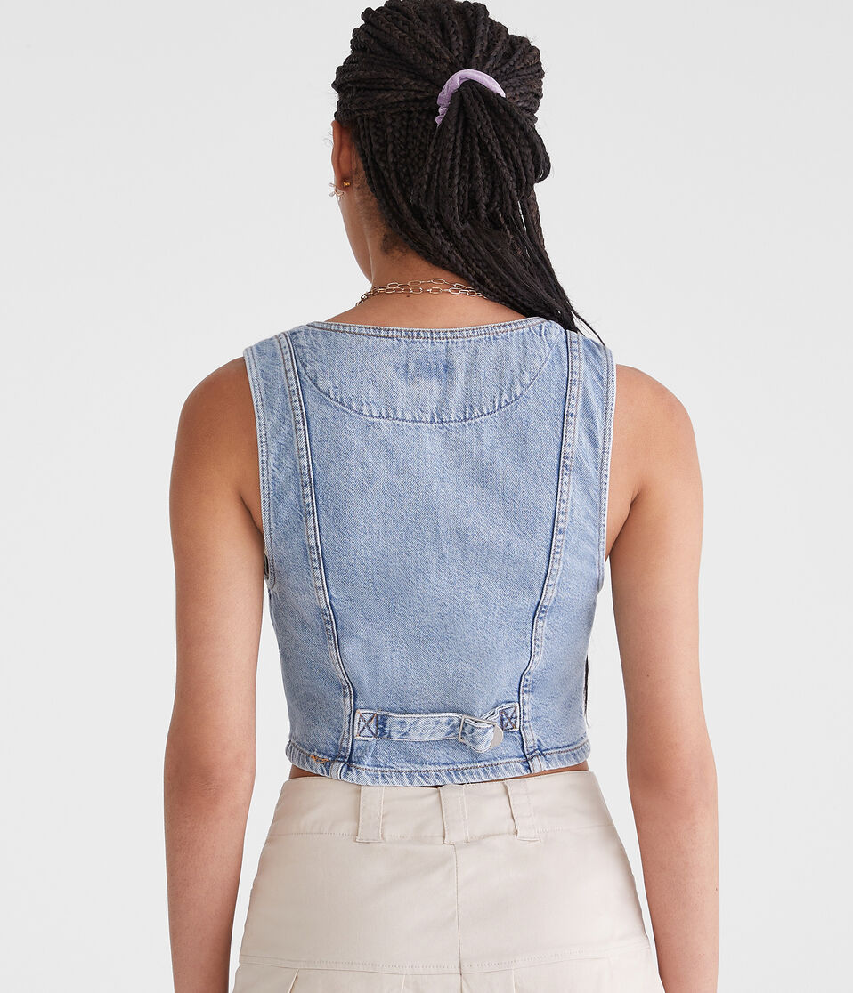 Cropped Denim Vest