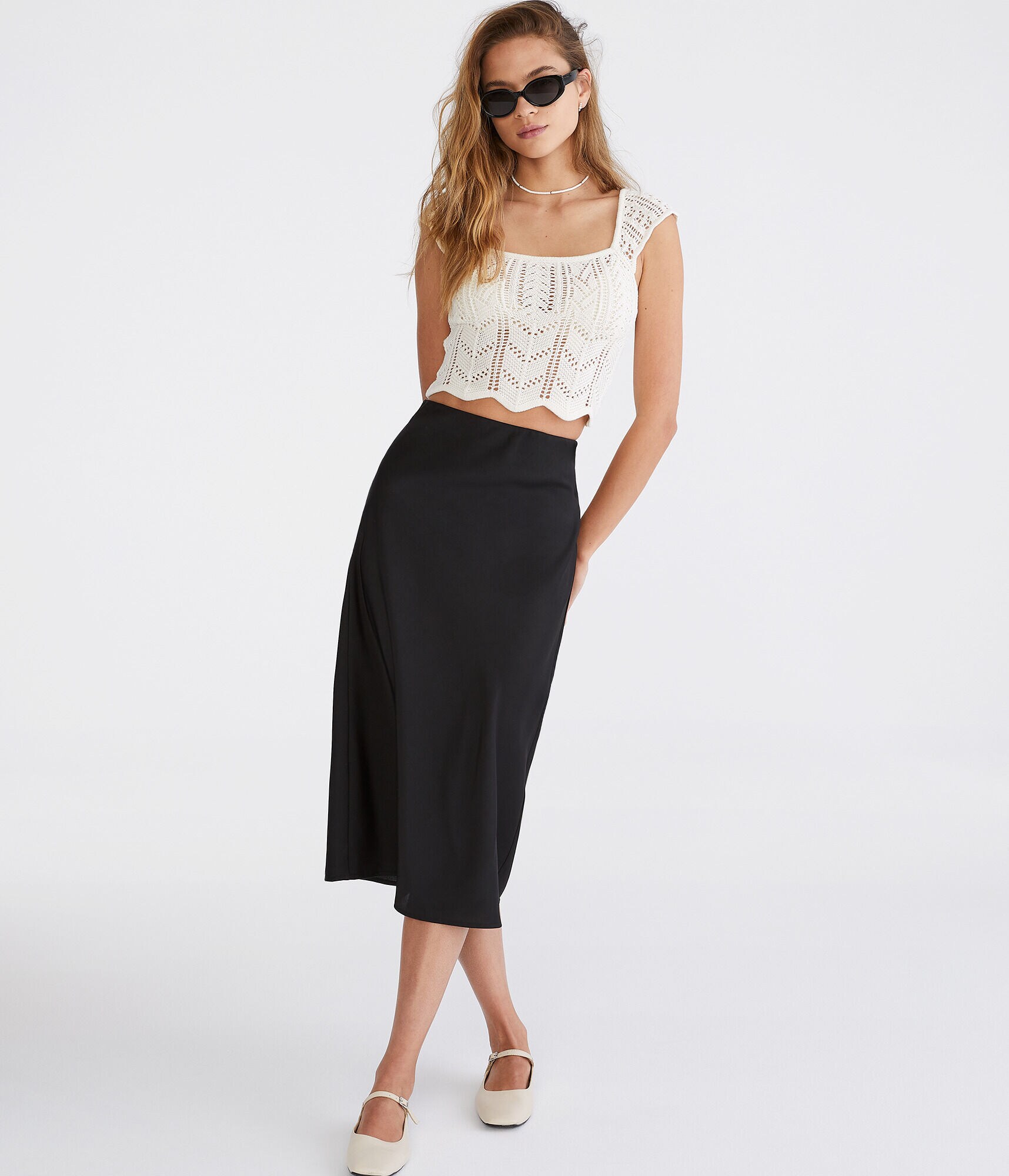 Crocheted Square-Neck Crop Top