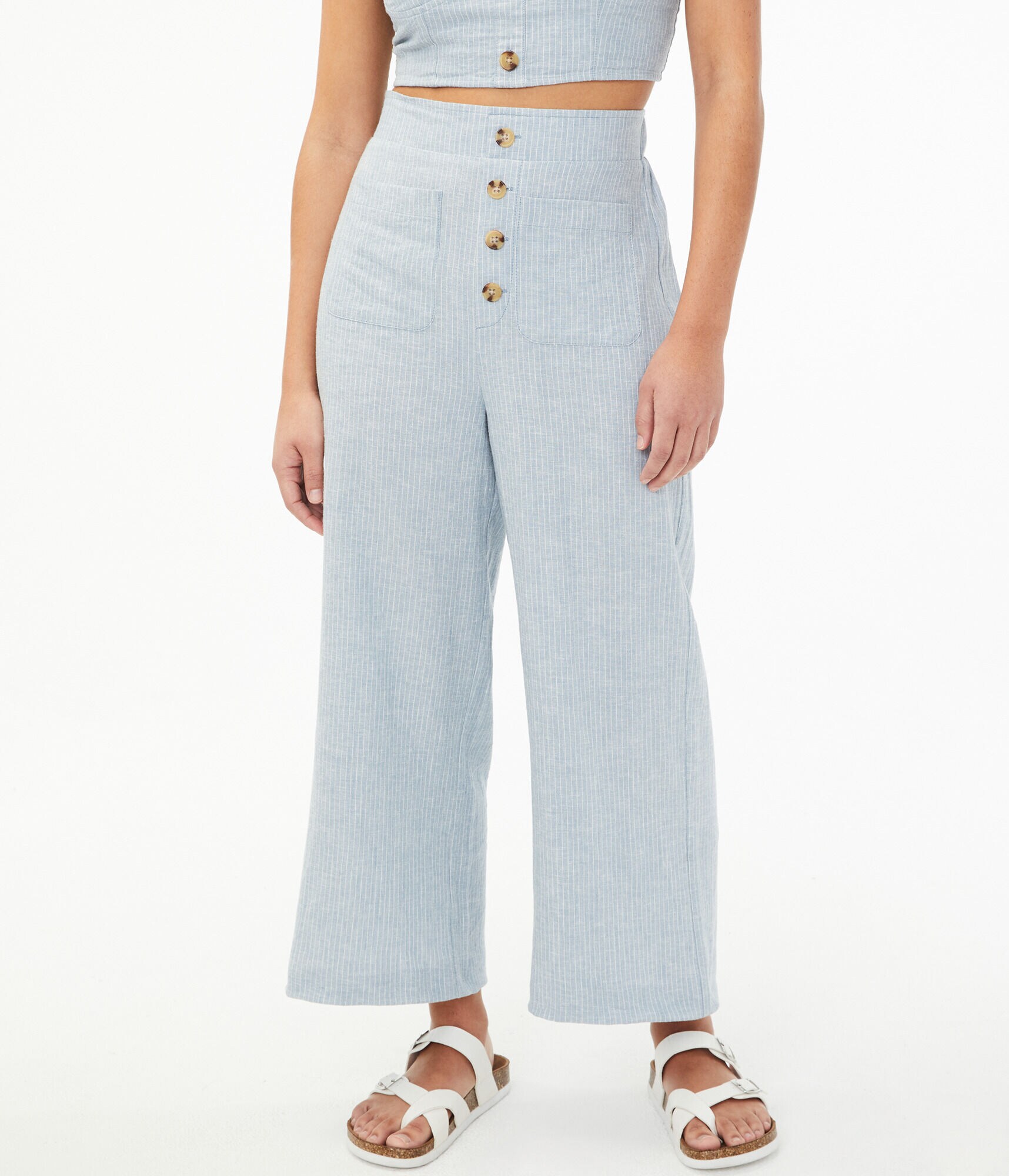 High-Rise Striped Wide-Leg Pants