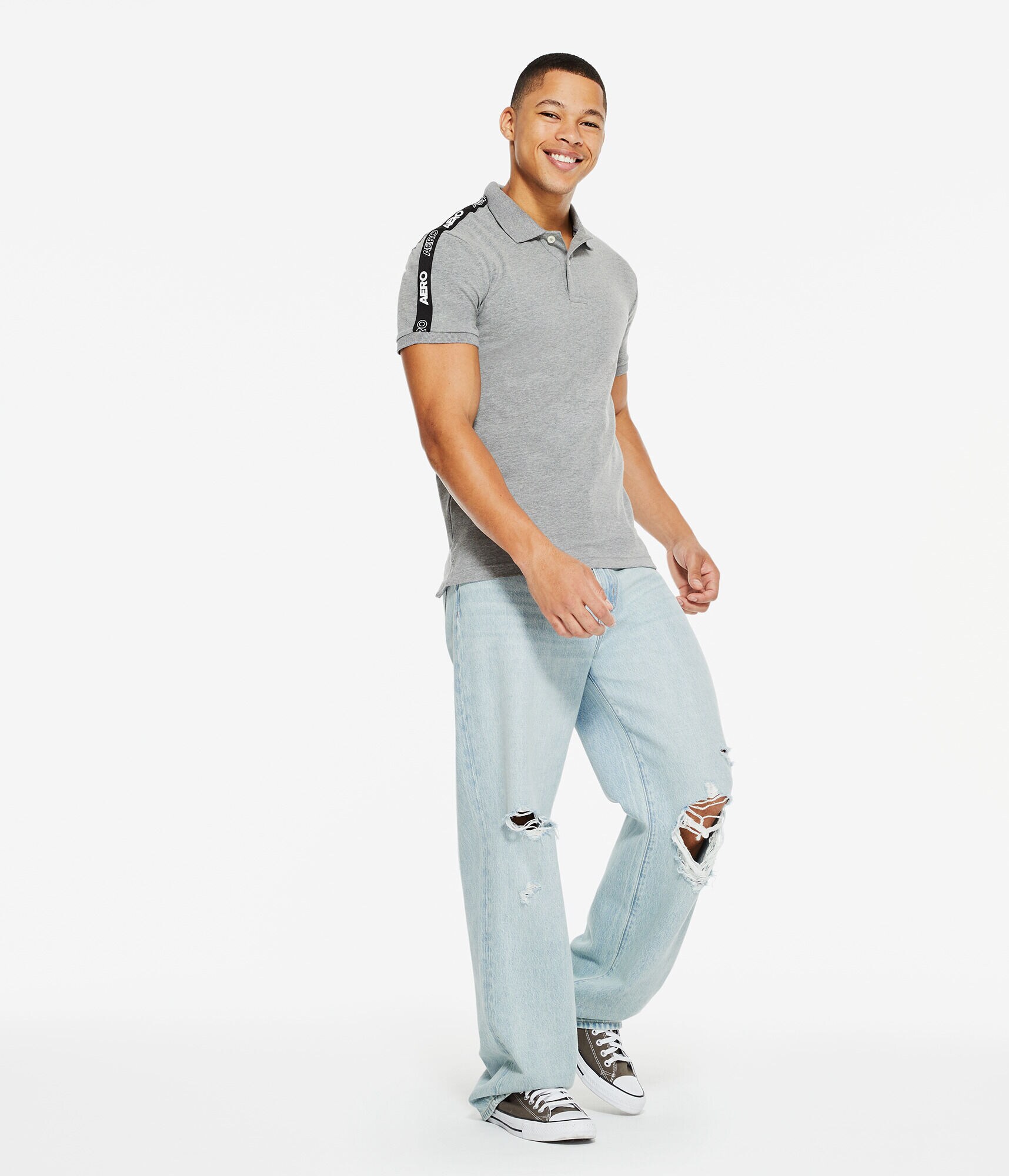 Aero Logo Sleeve Tape Stretch Jersey Polo