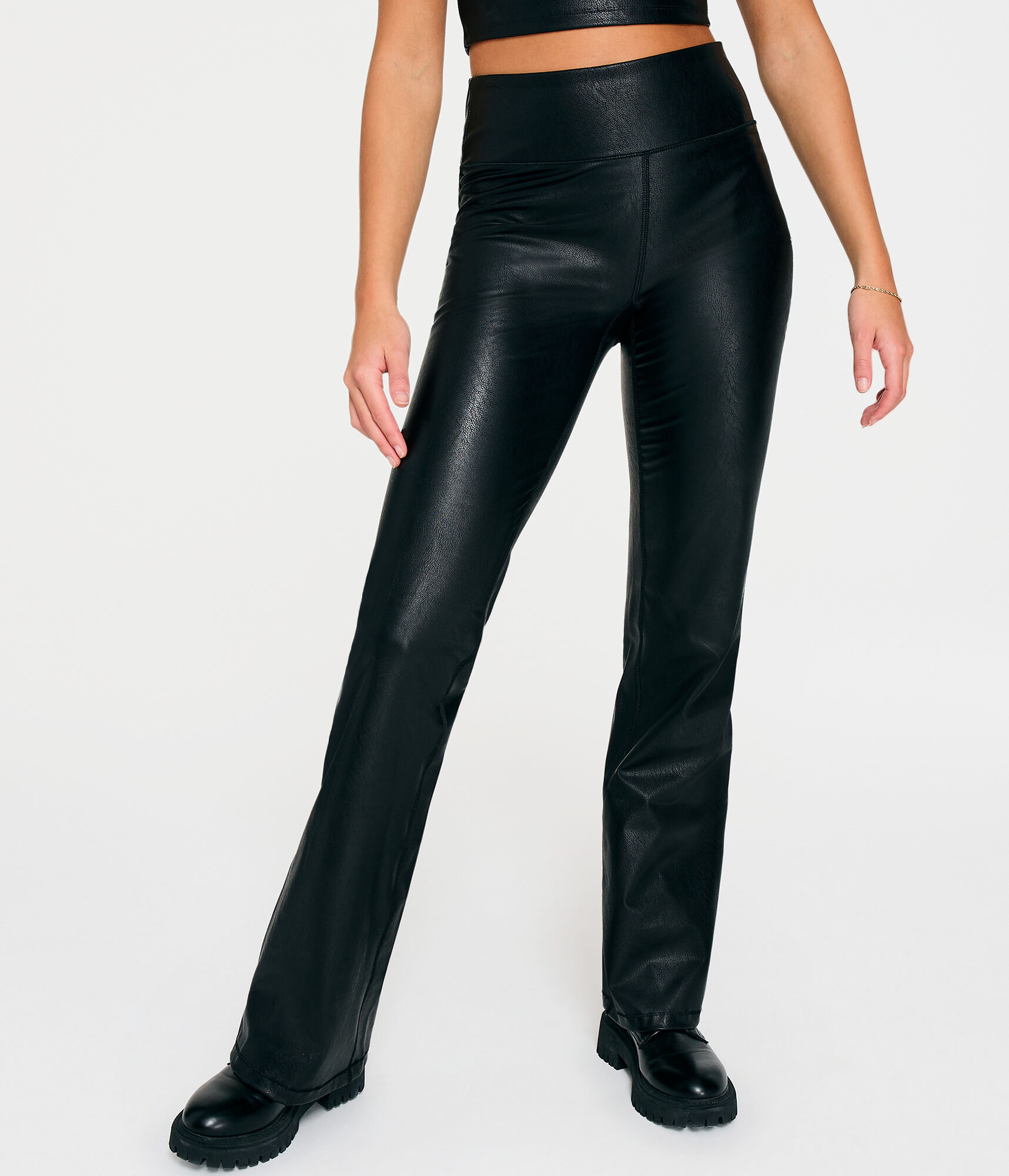 High-Rise Faux Leather Flare Legging