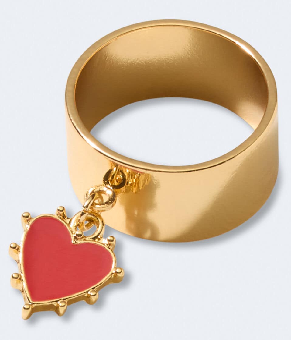 Dangling Heart Charm Ring