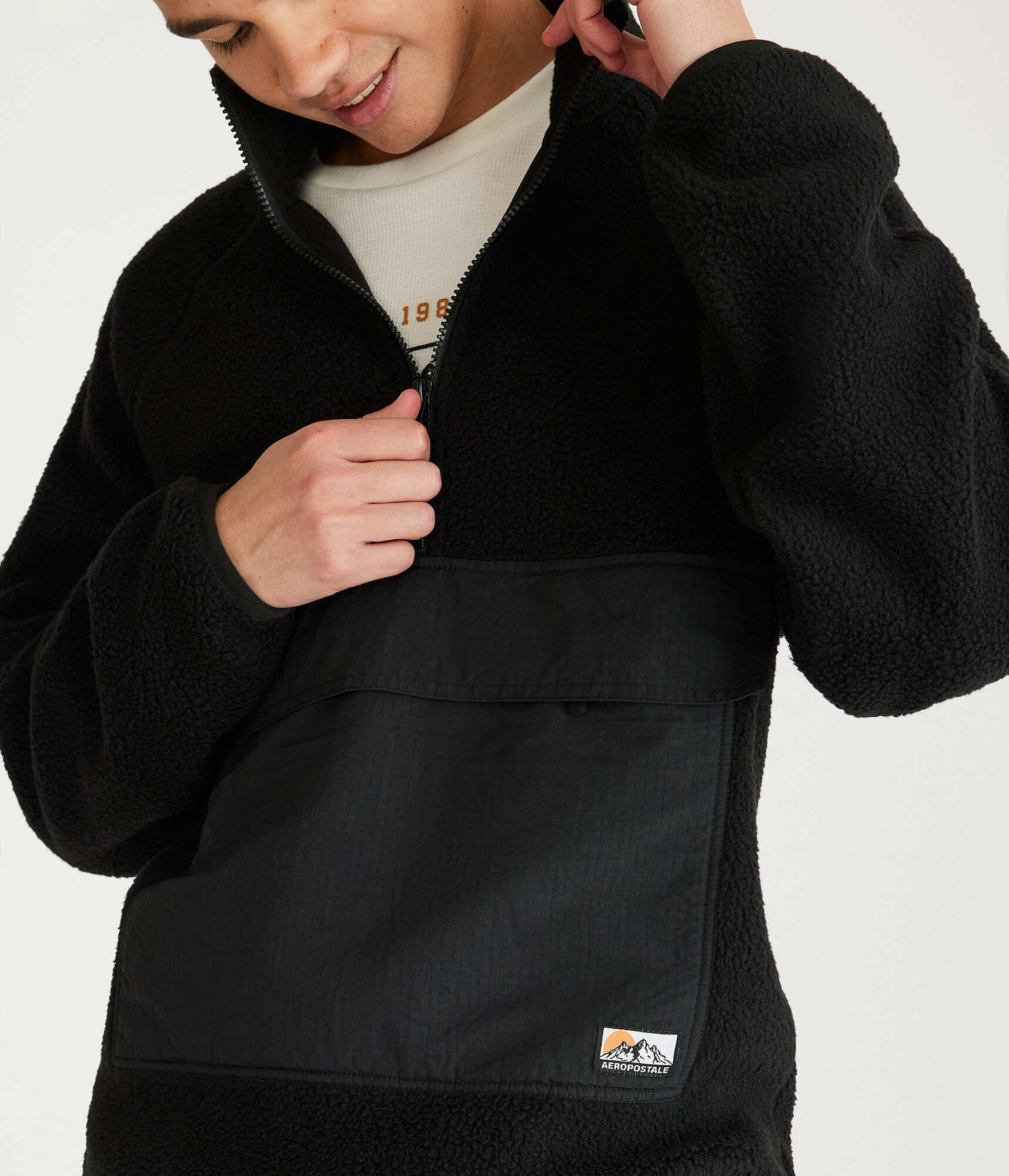 Mixed Media QuarterZip Fleece Pullover