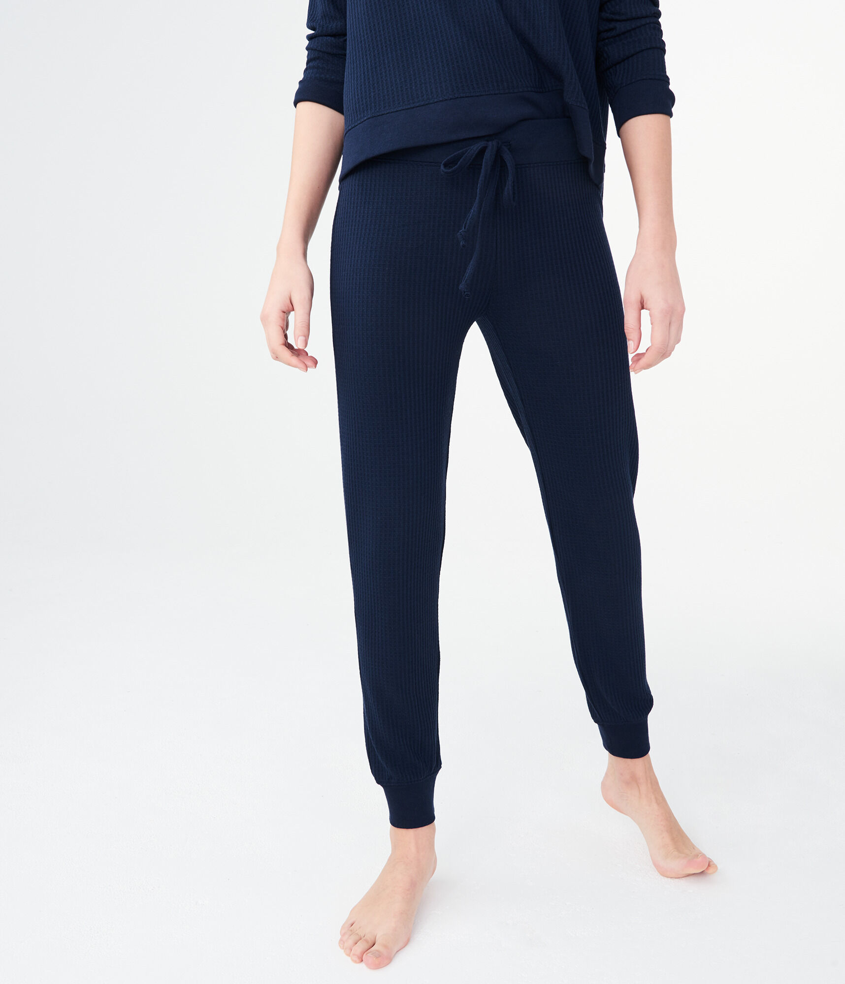 Solid Waffle-Knit Joggers