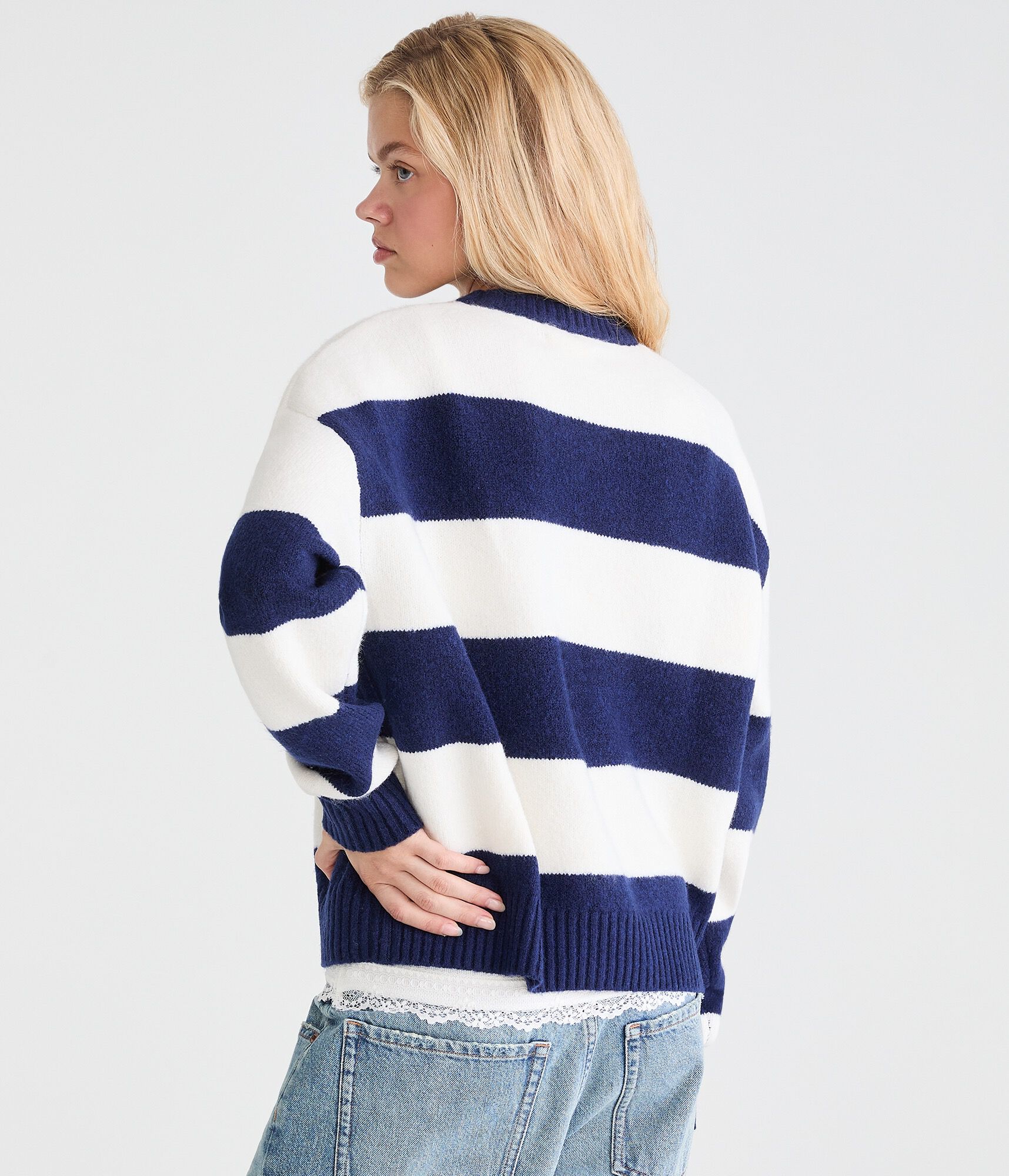 Striped Oversized Crew Sweater