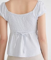 Striped V-Neck Babydoll Top