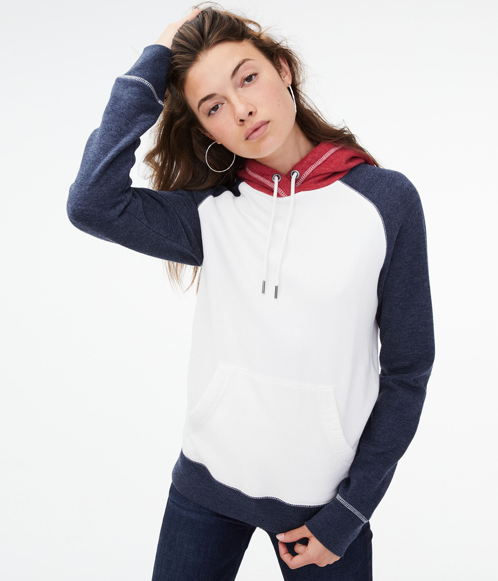 color block pullover hoodie