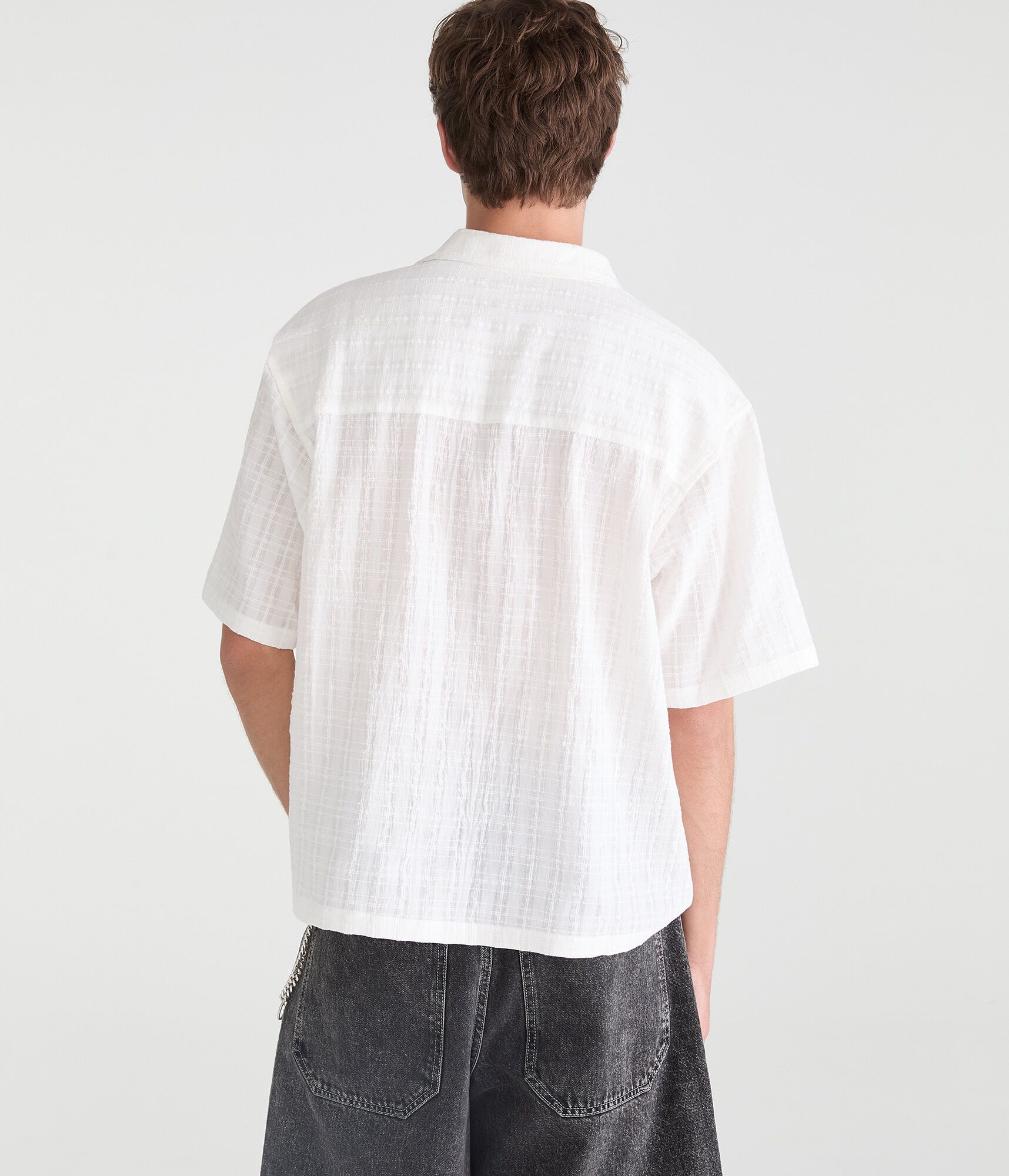 Textured Windowpane Boxy Shirt