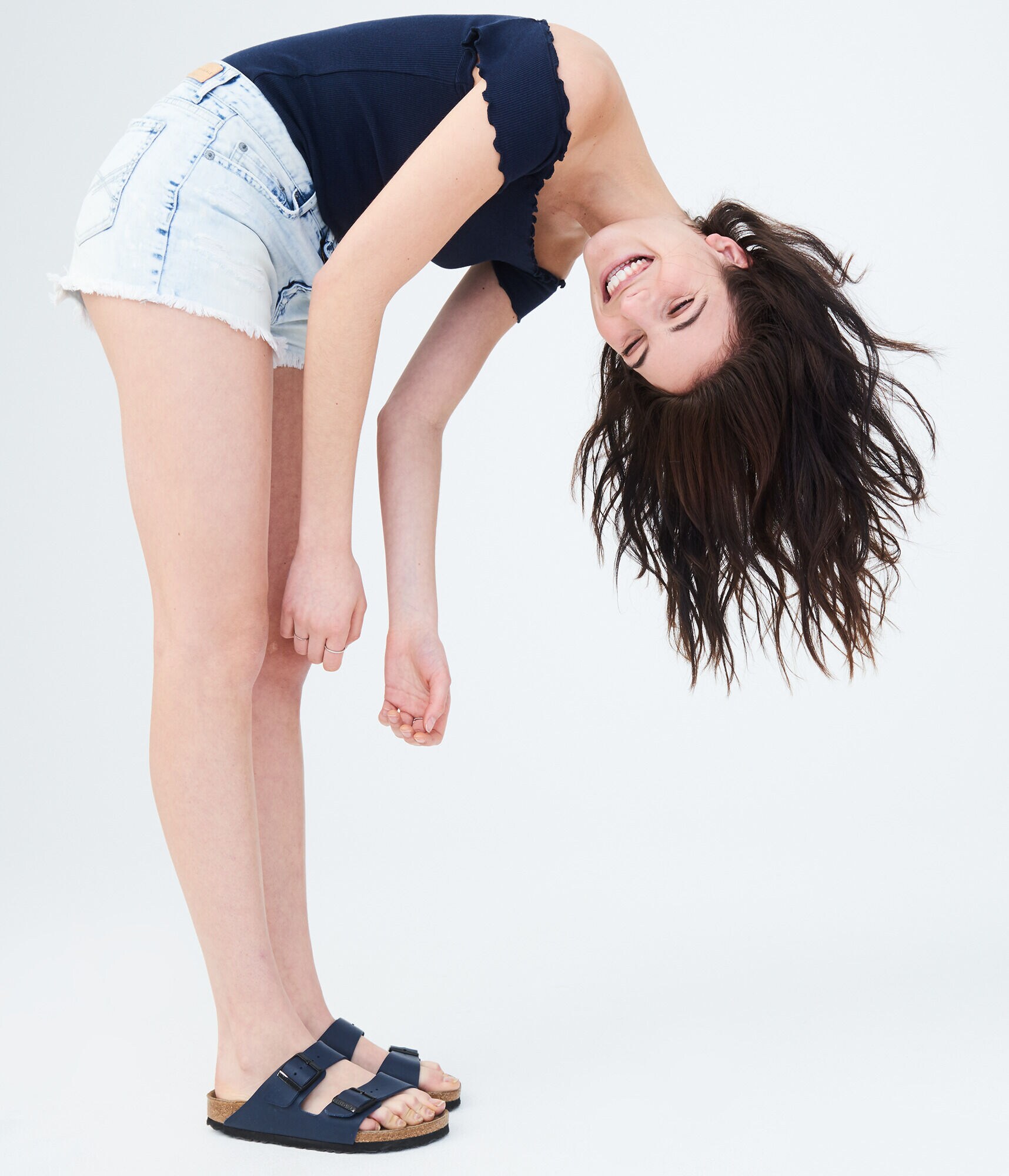 High-Waisted Light Wash Paint Splatter Denim Shorty Shorts