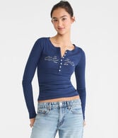Long Sleeve Aero Logo Graphic Henley
