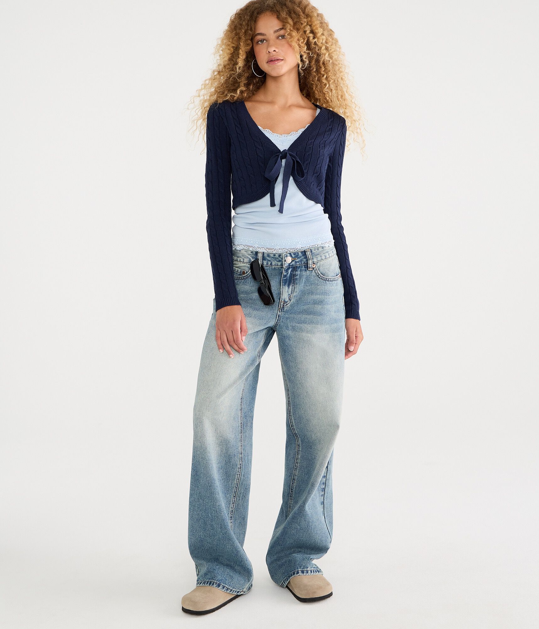 Low-Rise Baggy Wide Leg Hearts &amp; Wings Jean