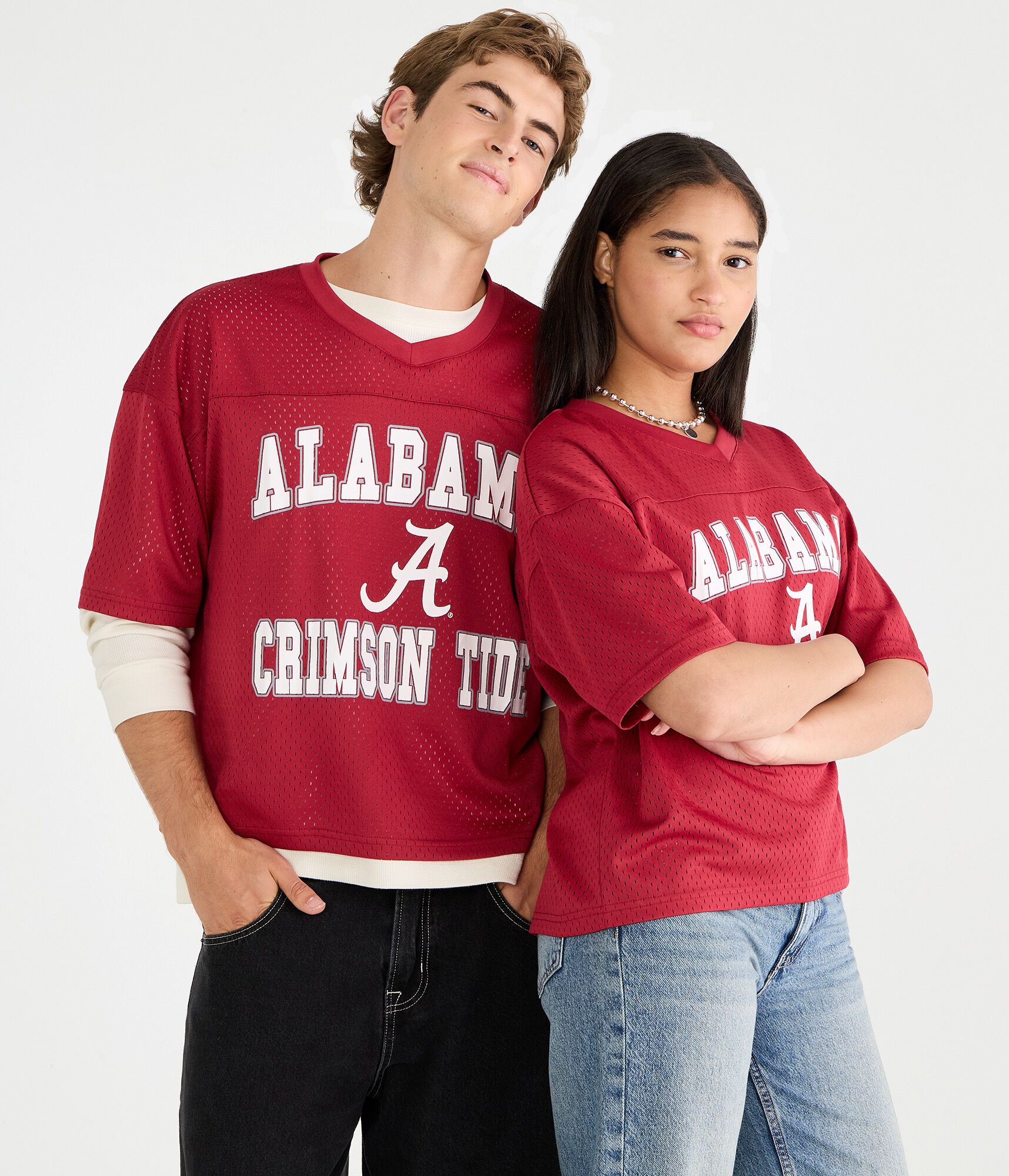 Alabama Crimson Tide Boxy Mesh V-Neck Top