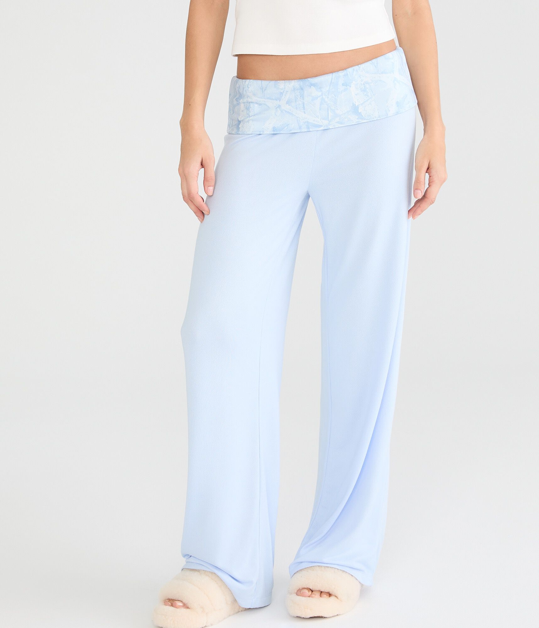 Printed Fold-Over Sleep Pants