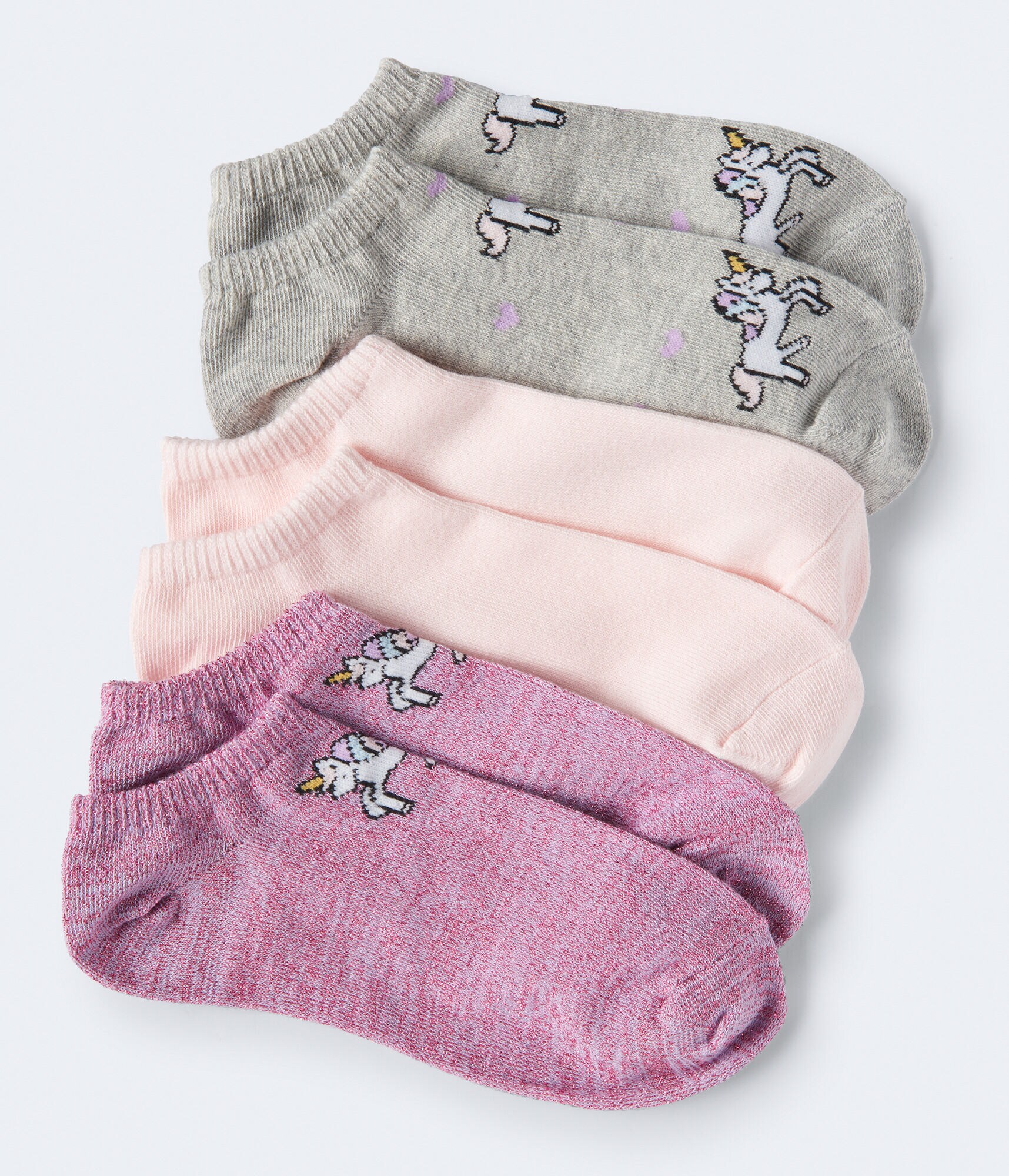 3-Pack Unicorn & Solid Ankle Socks