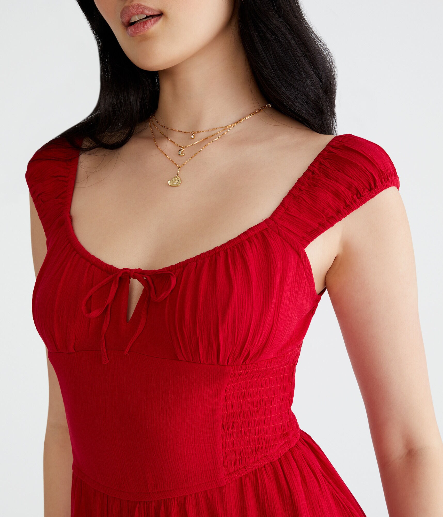 Solid Scoop-Neck Smocked Fit &amp; Flare Dress