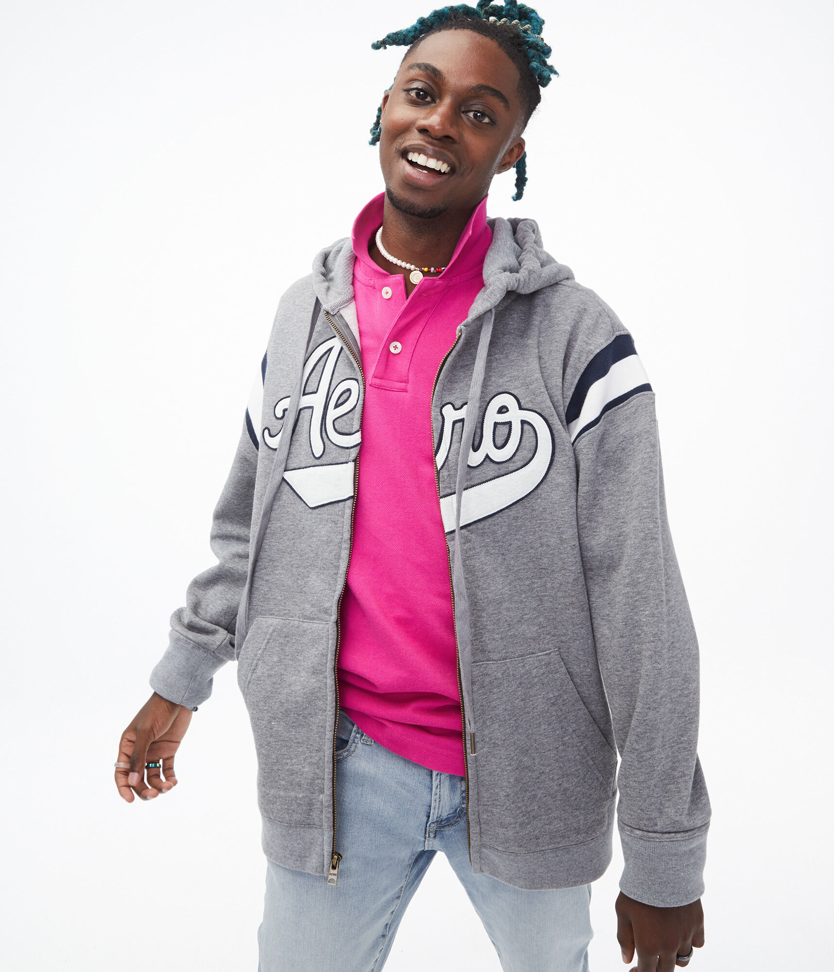 Aero Script Stripe Full-Zip Hoodie