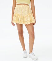 Floral Eyelet Ruffled Skirt