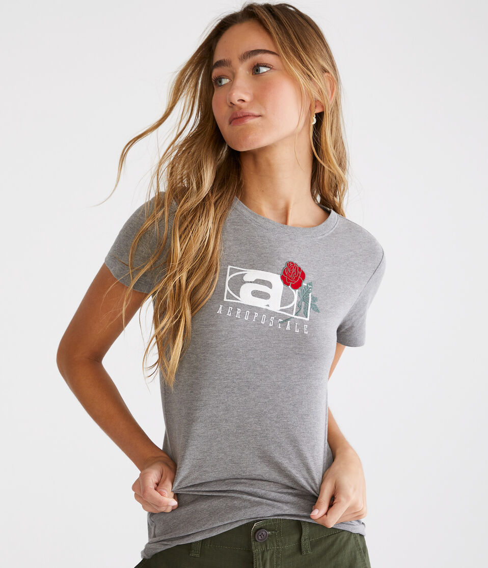 Aeropostale Rose Box Logo Graphic Tee