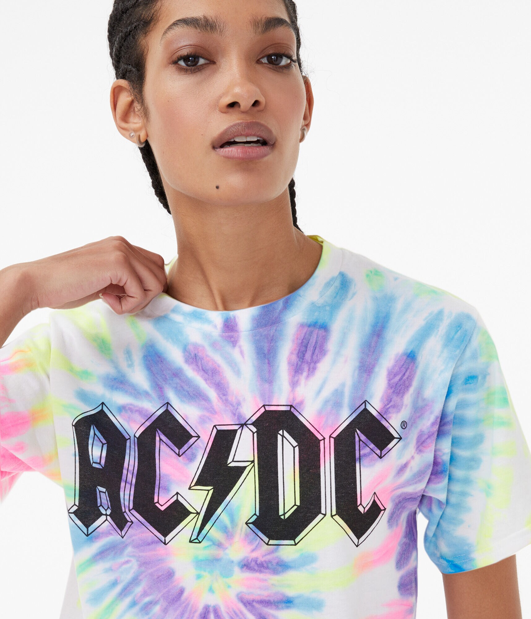 AC/DC Tie-Dye Boyfriend Graphic Tee