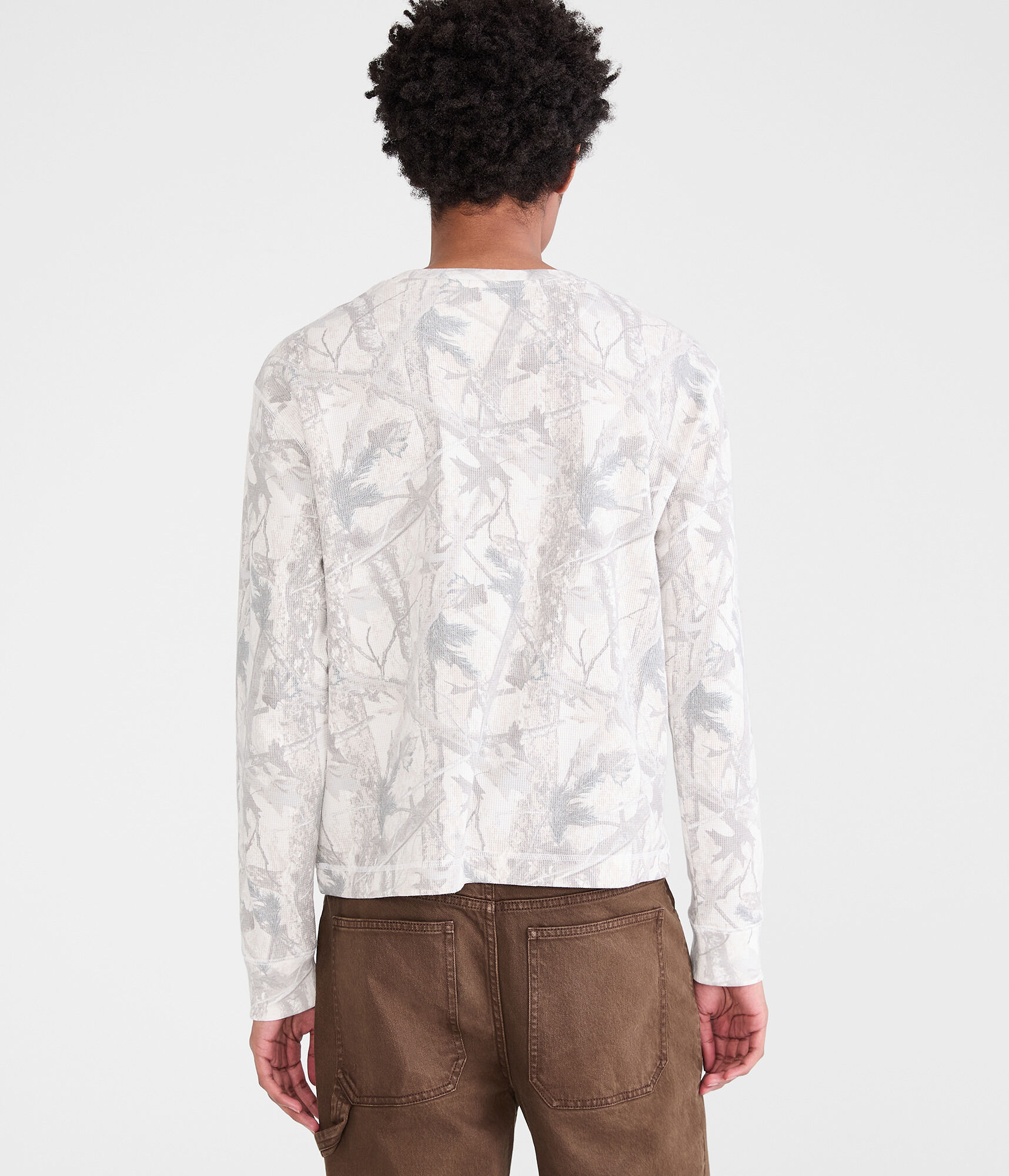 Long Sleeve Forest Camo Boxy Thermal Crew Tee