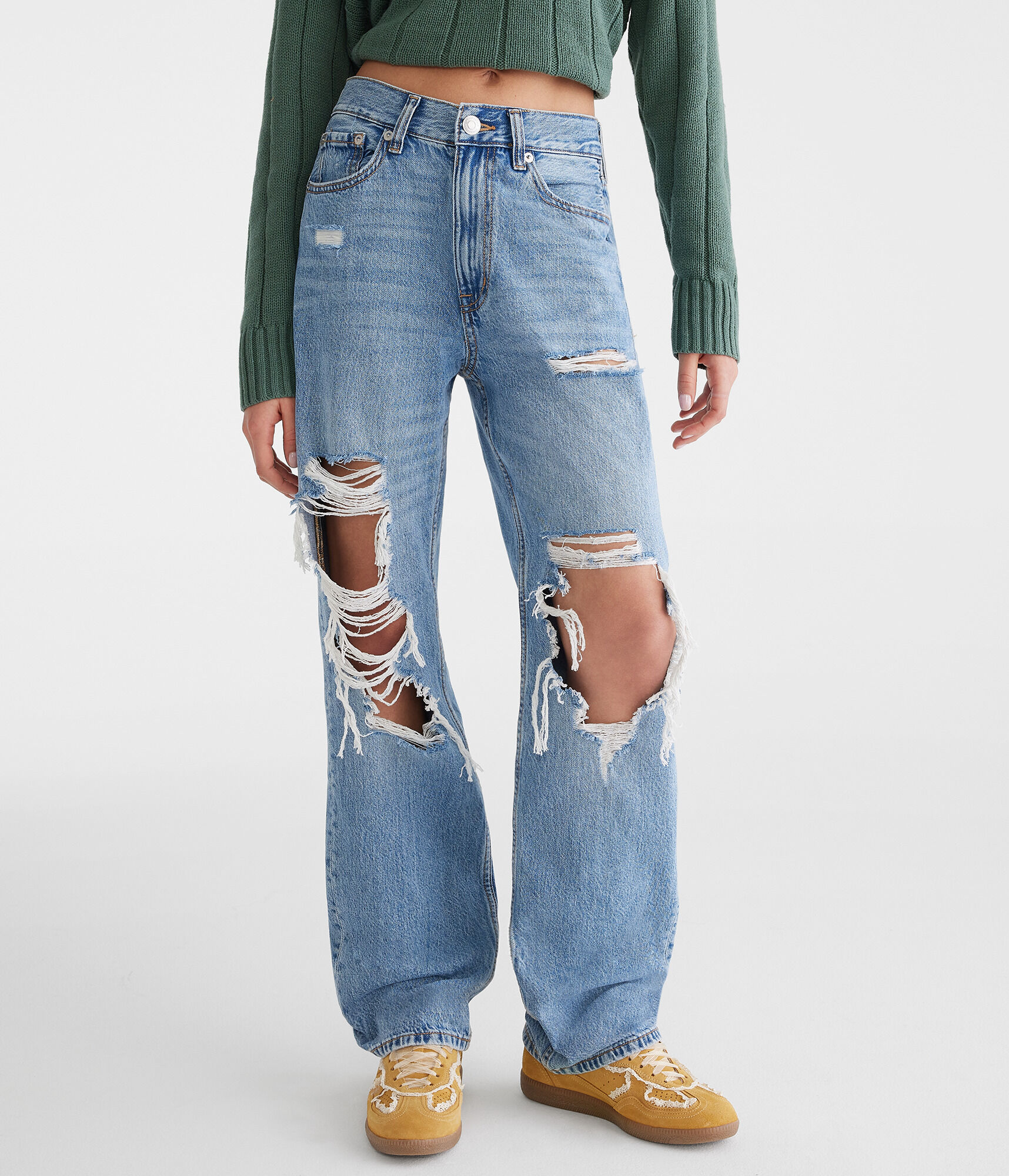 アメリカ発【HELLOICE】Helloice Ripped Jeans Vintage Ripped Black Washed Baggy Jeans - Helloice Apparel