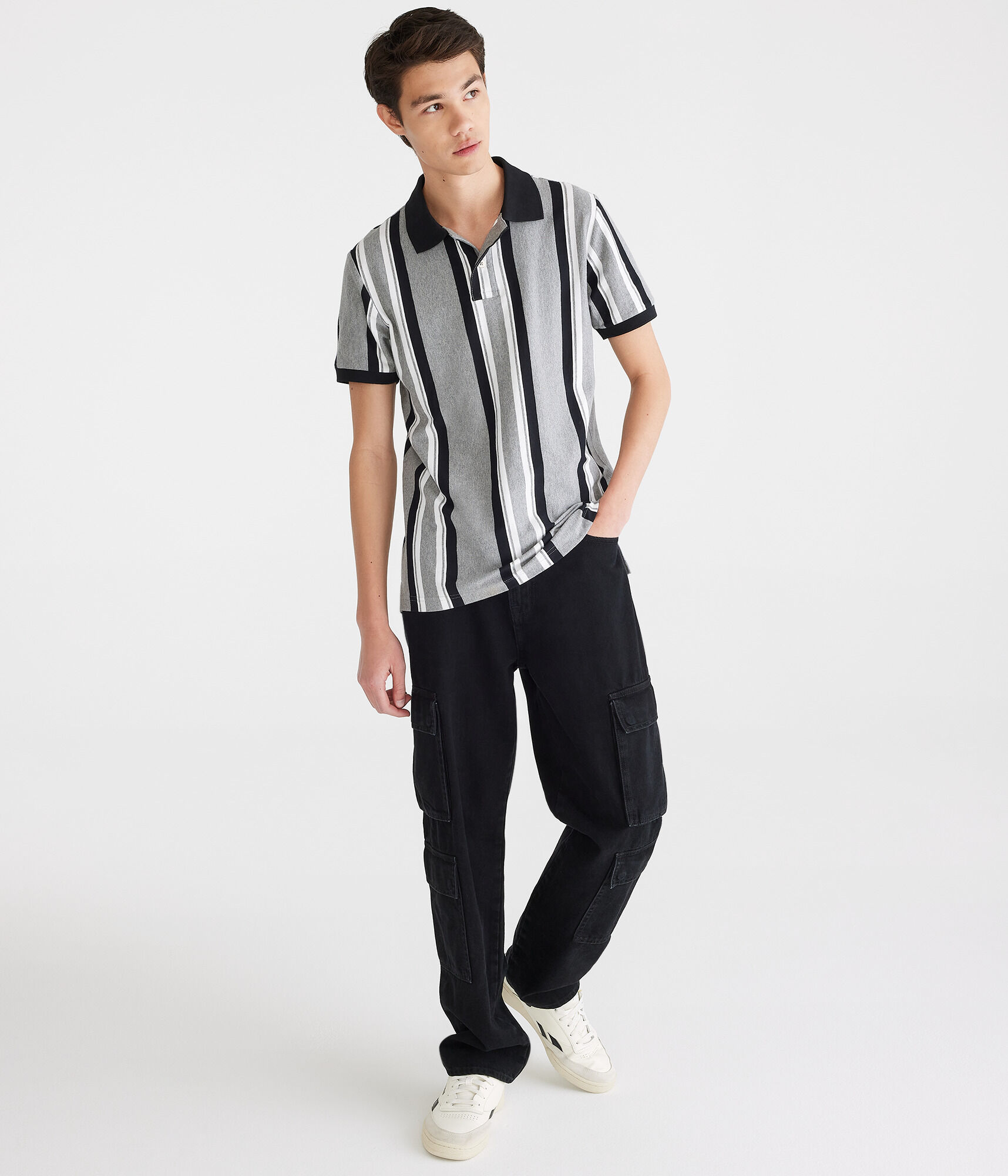 Vertical Stripe Jersey Polo
