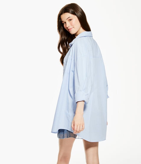 Long Sleeve Poplin Button-Down Dad Shirt Long Sleeve Poplin Button-Down Dad Shirt