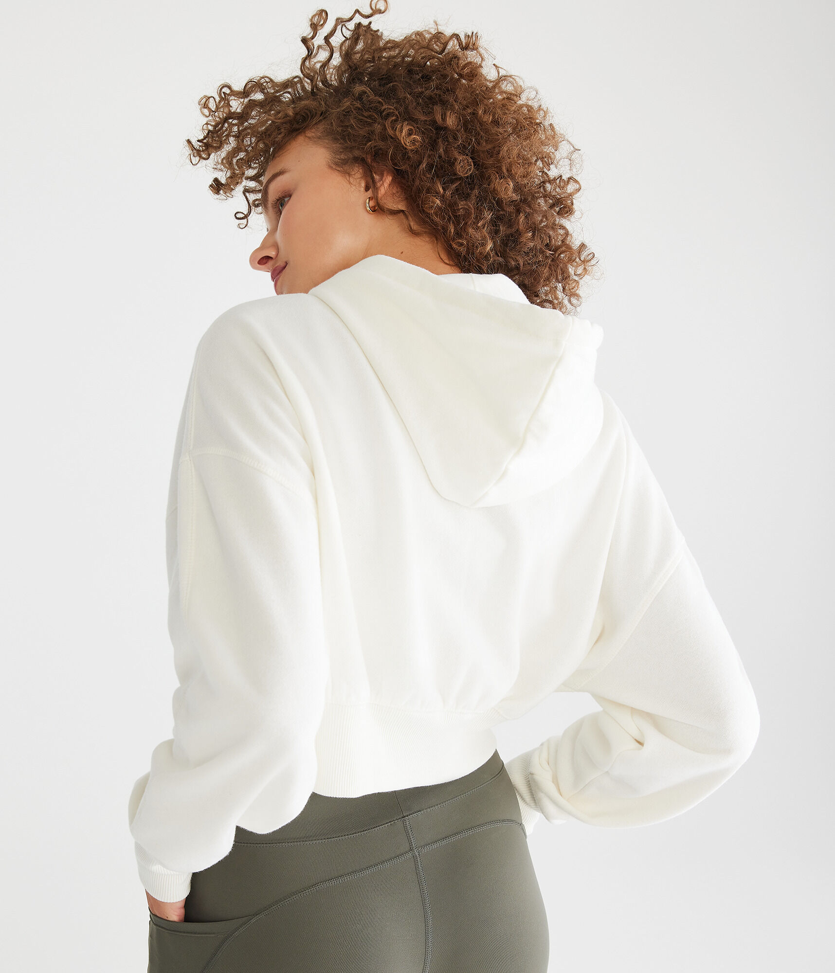 Oversized Cropped Full-Zip Hoodie