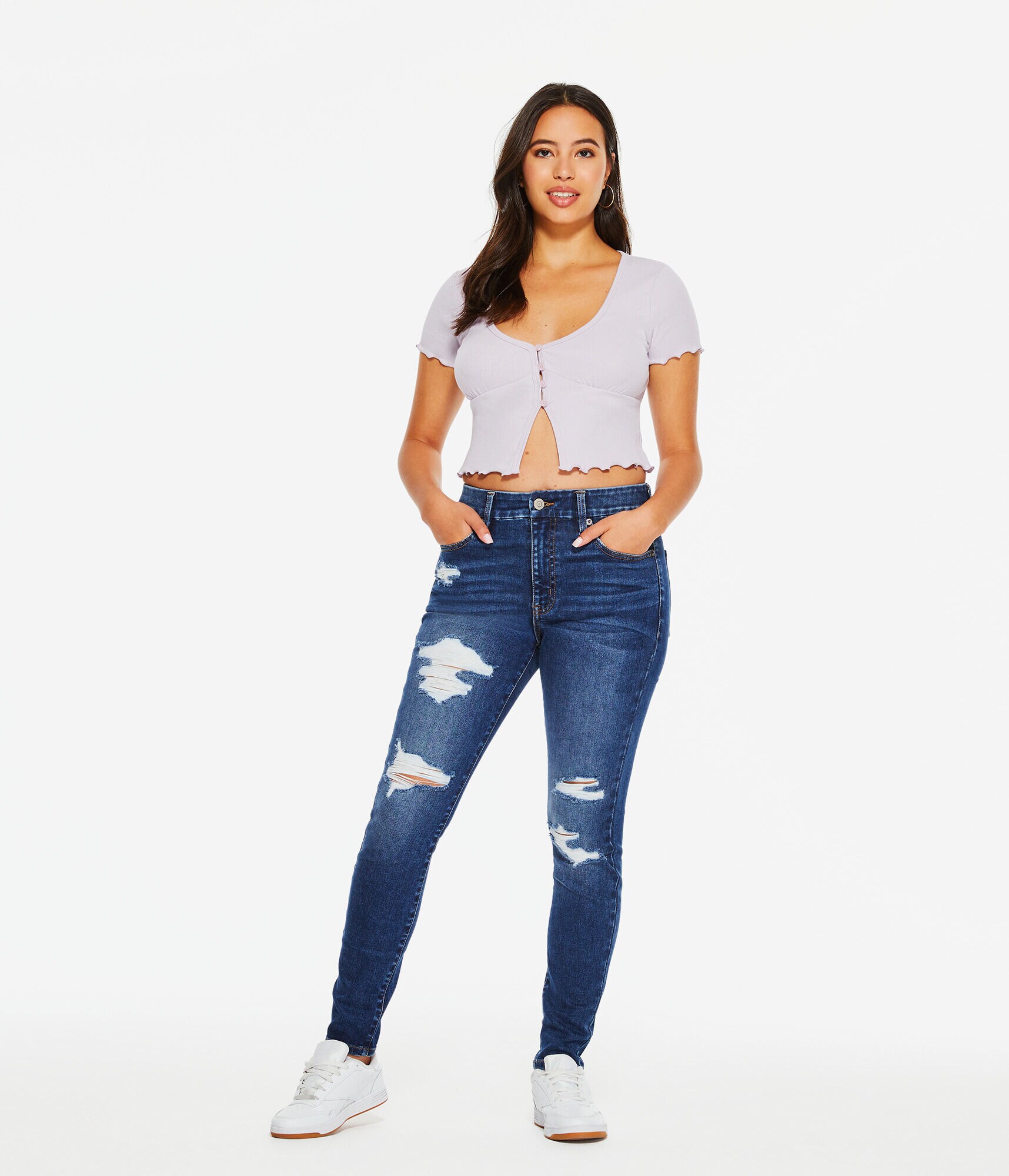 Flyaway Button-Front Cropped Tee