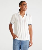 Tipped Open-Knit Sweater Polo