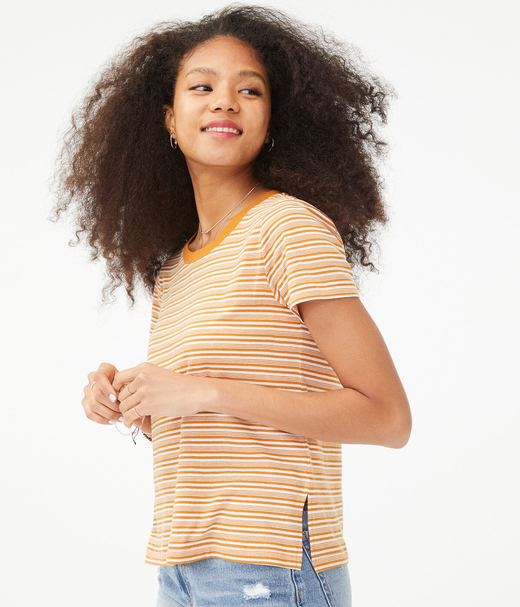 Perfect Cotton Striped Crew Tee