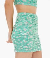 Floral Ruched High-Waisted Mini Skirt