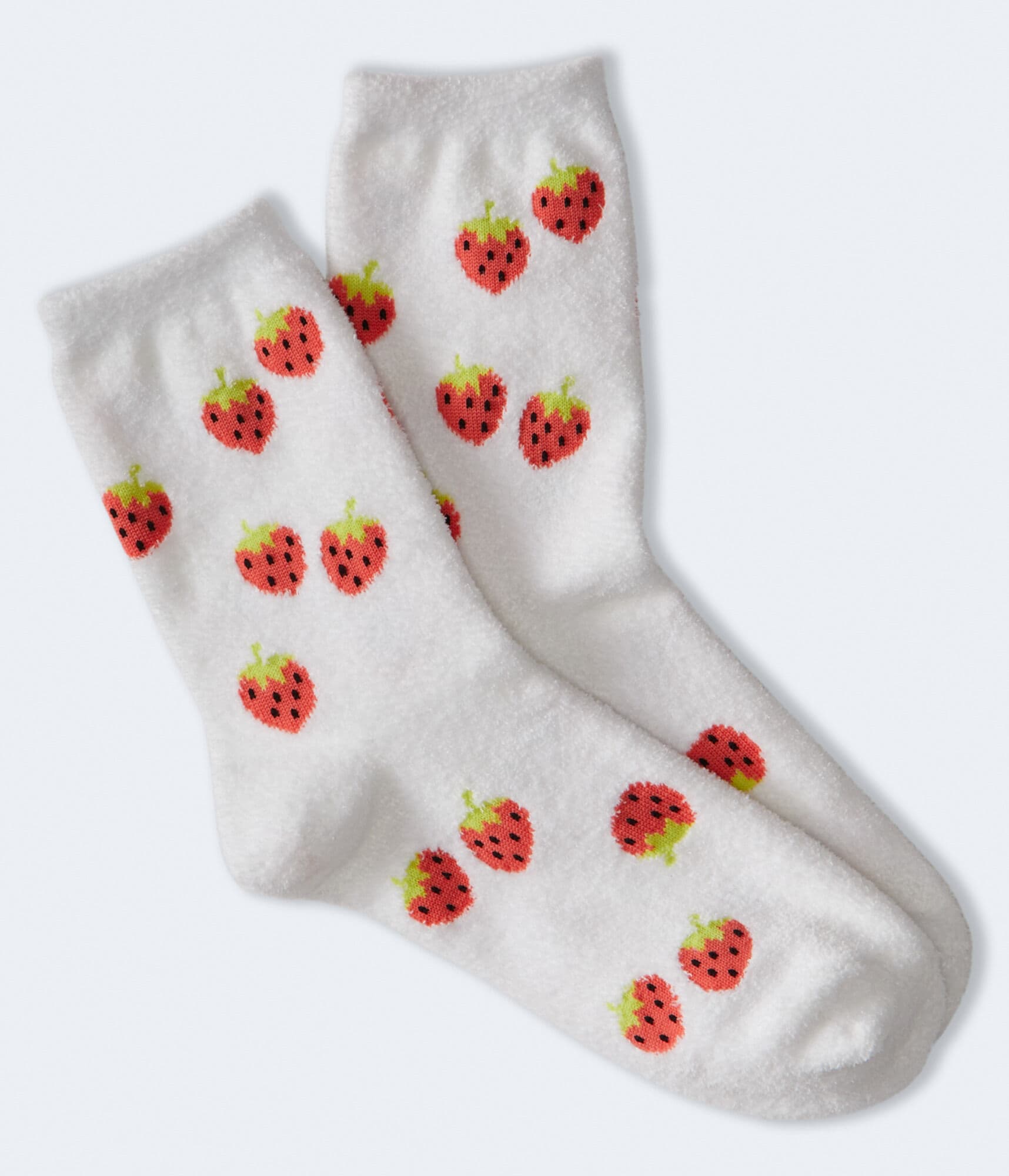 Strawberries Fuzzy Crew Socks