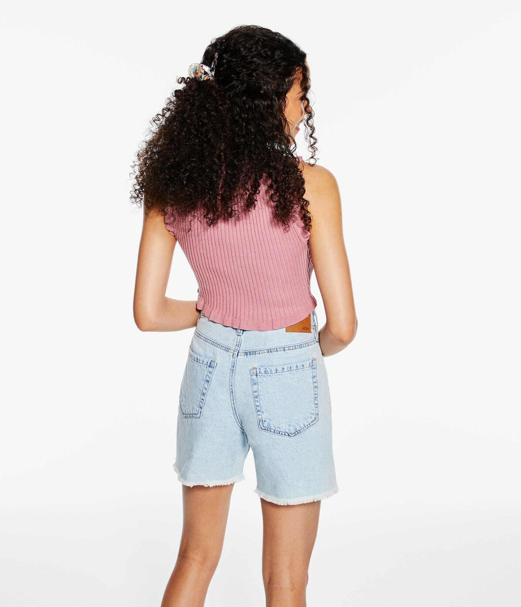 Ruffle Button-Up Cropped Tank