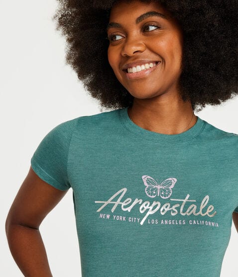 Aeropostale Butterfly Foil Graphic Tee