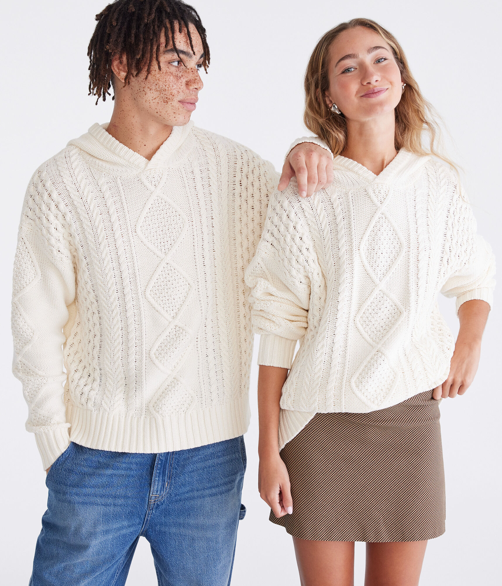Oversized Hooded Cable Sweater