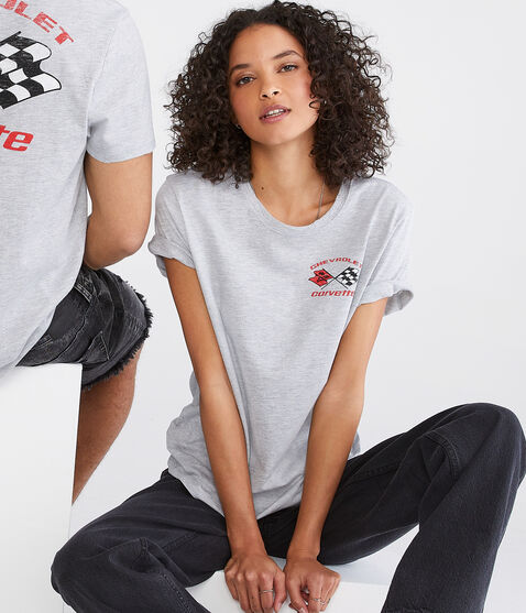 Chevrolet Corvette Flags Oversized Graphic Tee Chevrolet Corvette Flags Oversized Graphic Tee