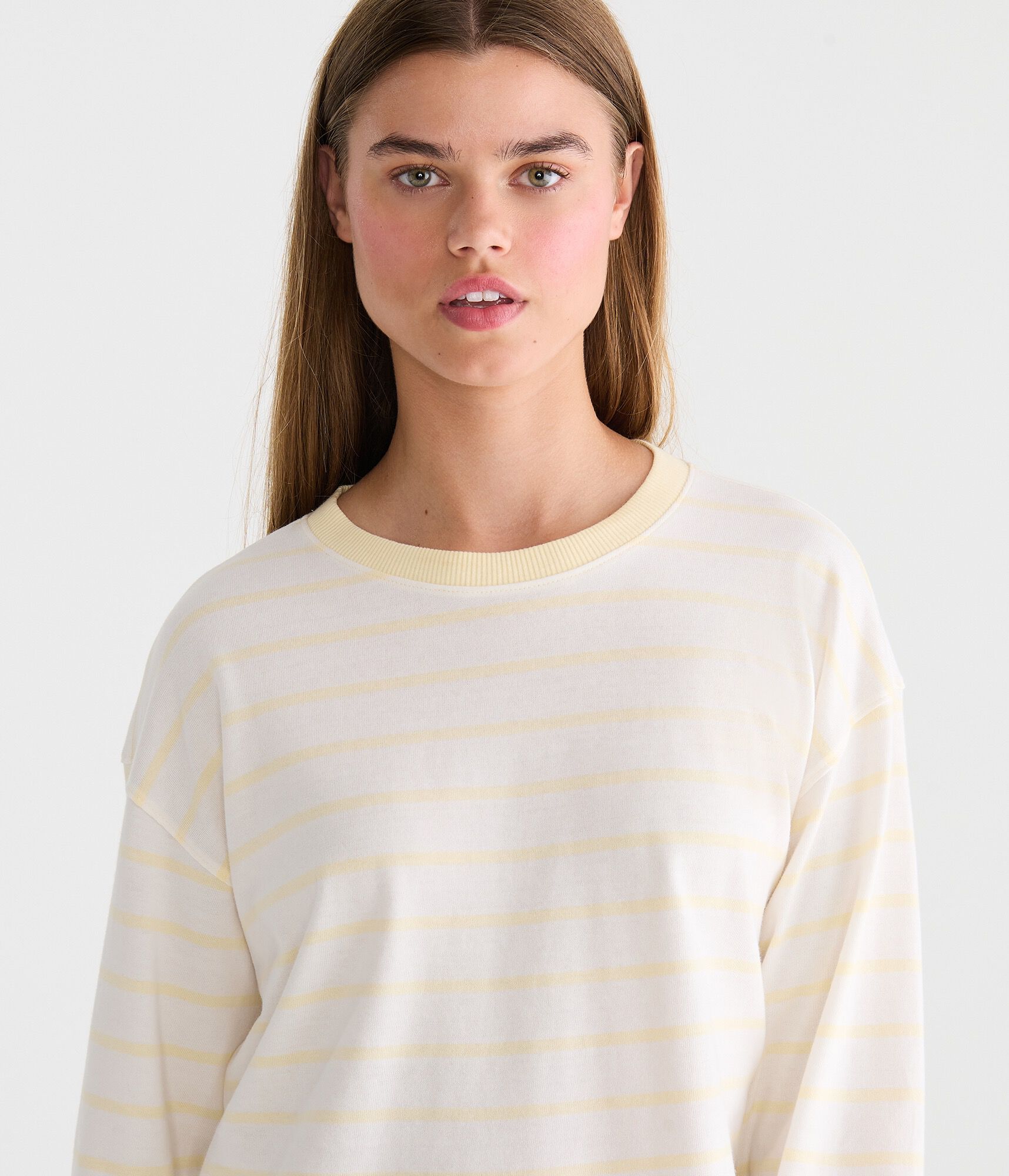 Long Sleeve Striped Oversized Crew Tee