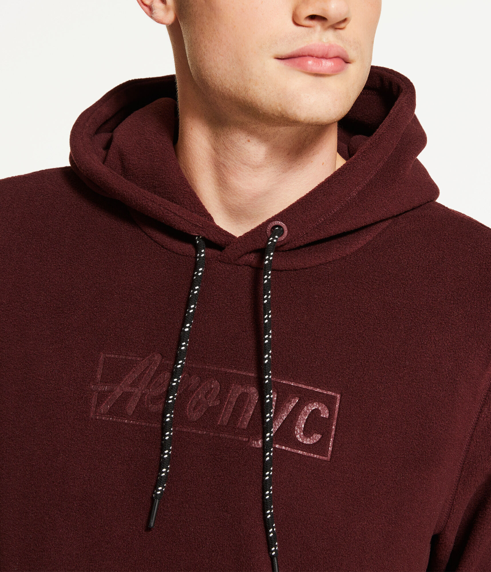 Aero NYC Box Logo Polyfleece Pullover Hoodie