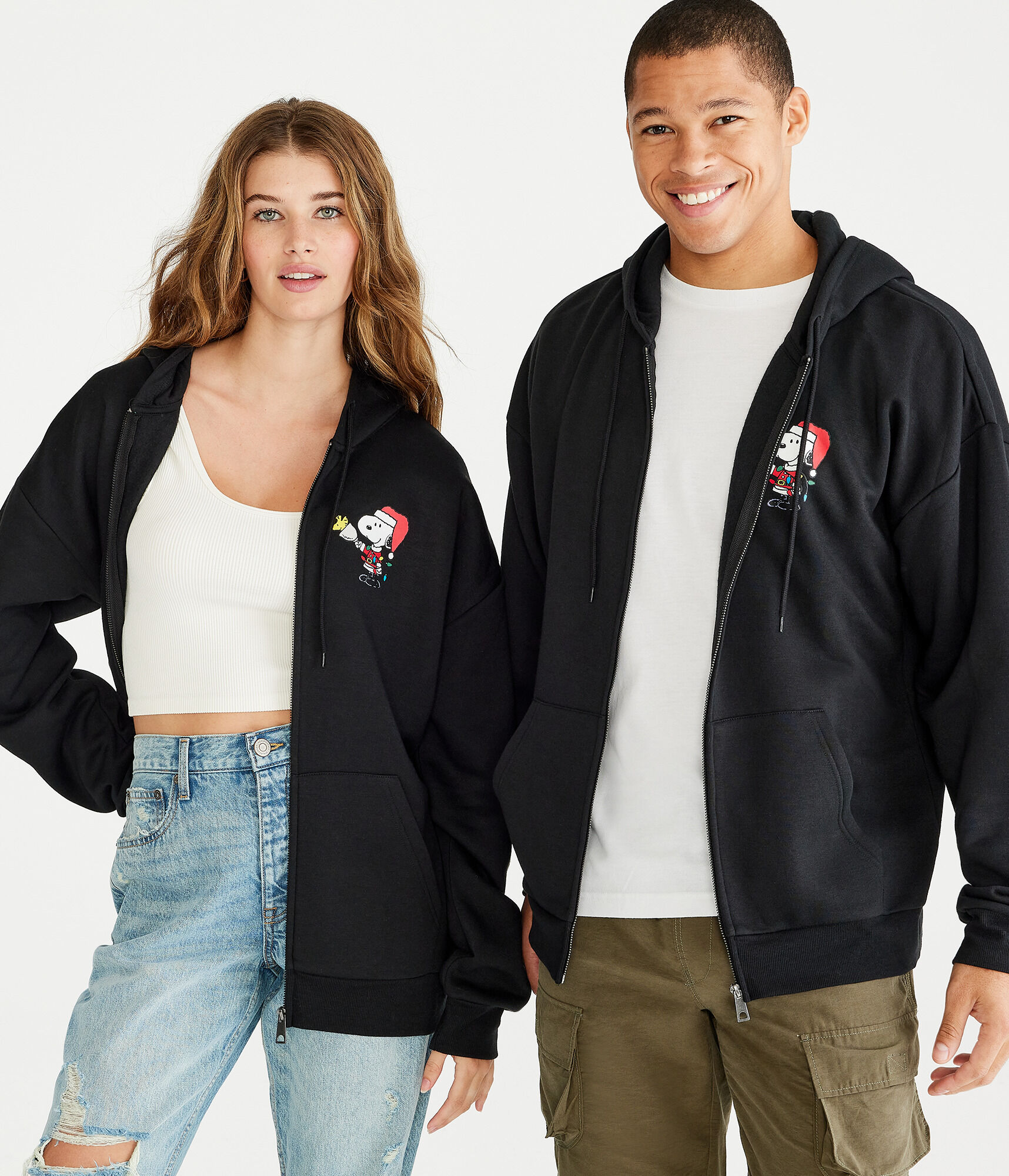 Peanuts&reg; | A&eacute;ropostale Santa Snoopy Full-Zip Hoodie