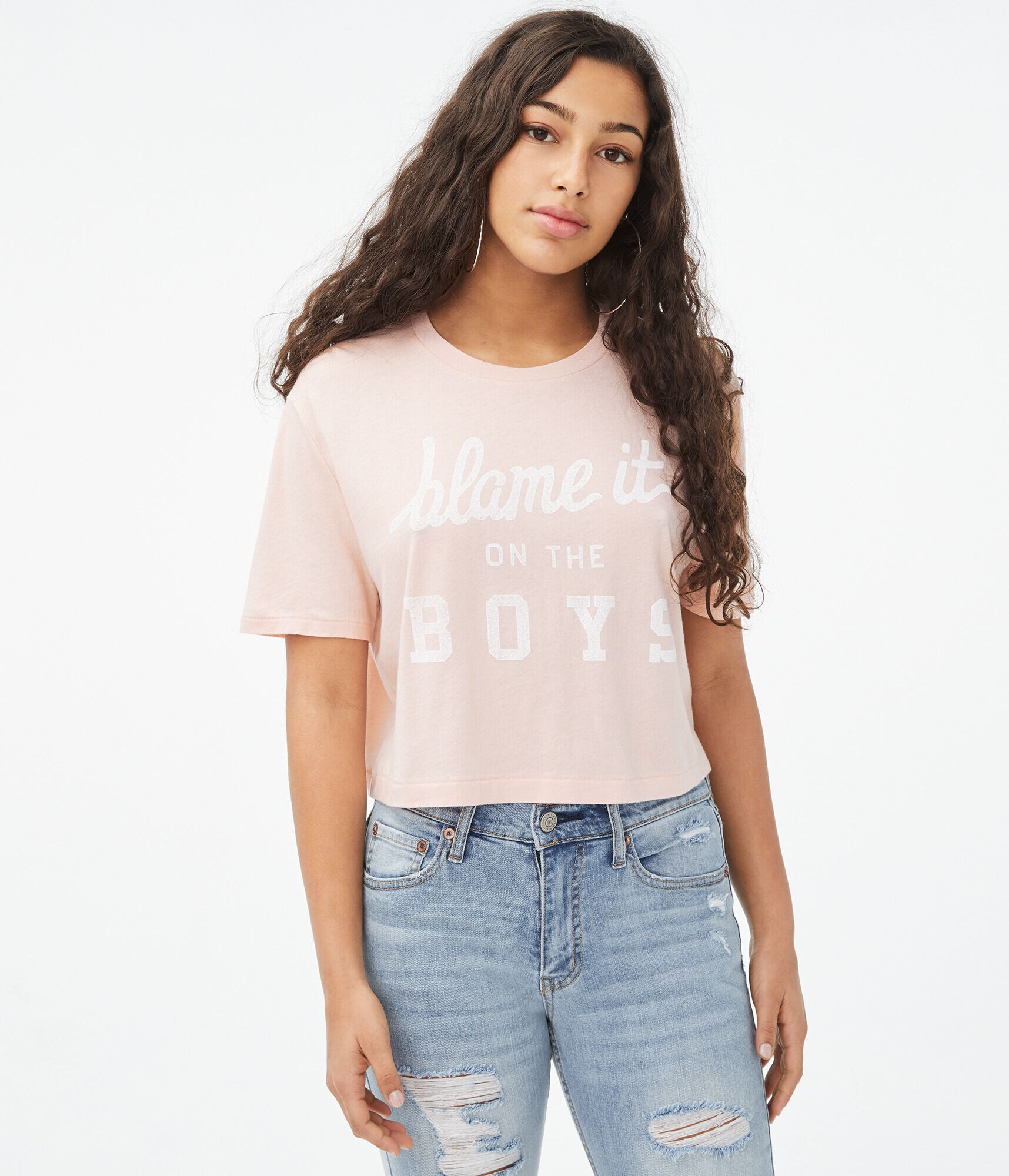Blame It On The Boys Boxy Cropped Graphic Tee