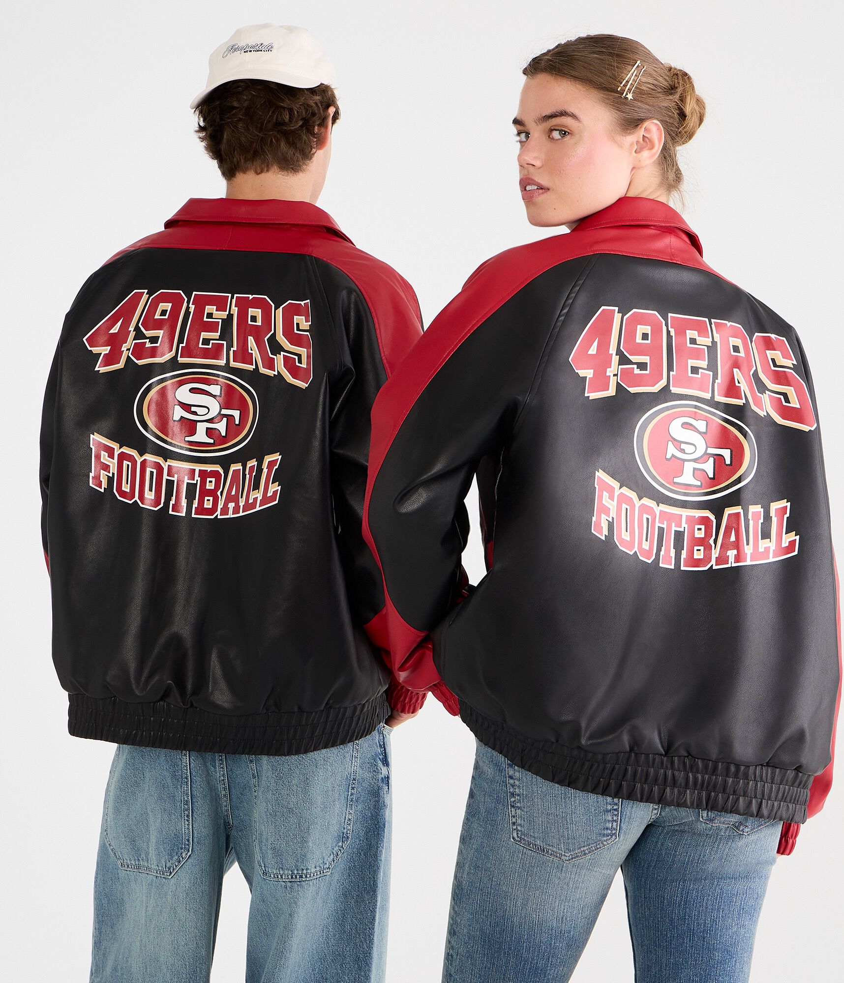 San Francisco 49ers Faux Leather Full-Zip Jacket