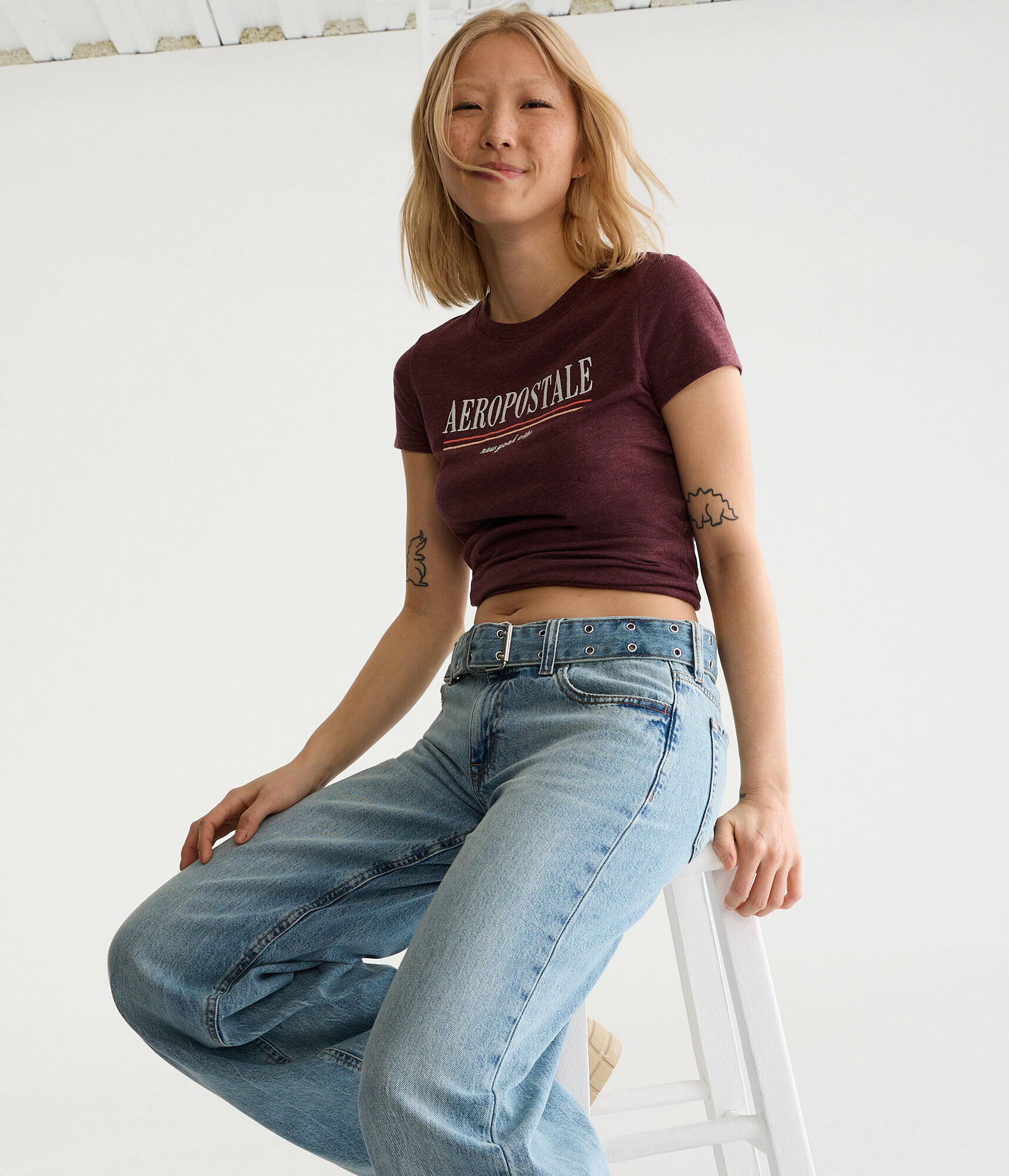 Aeropostale Stripes Graphic Tee