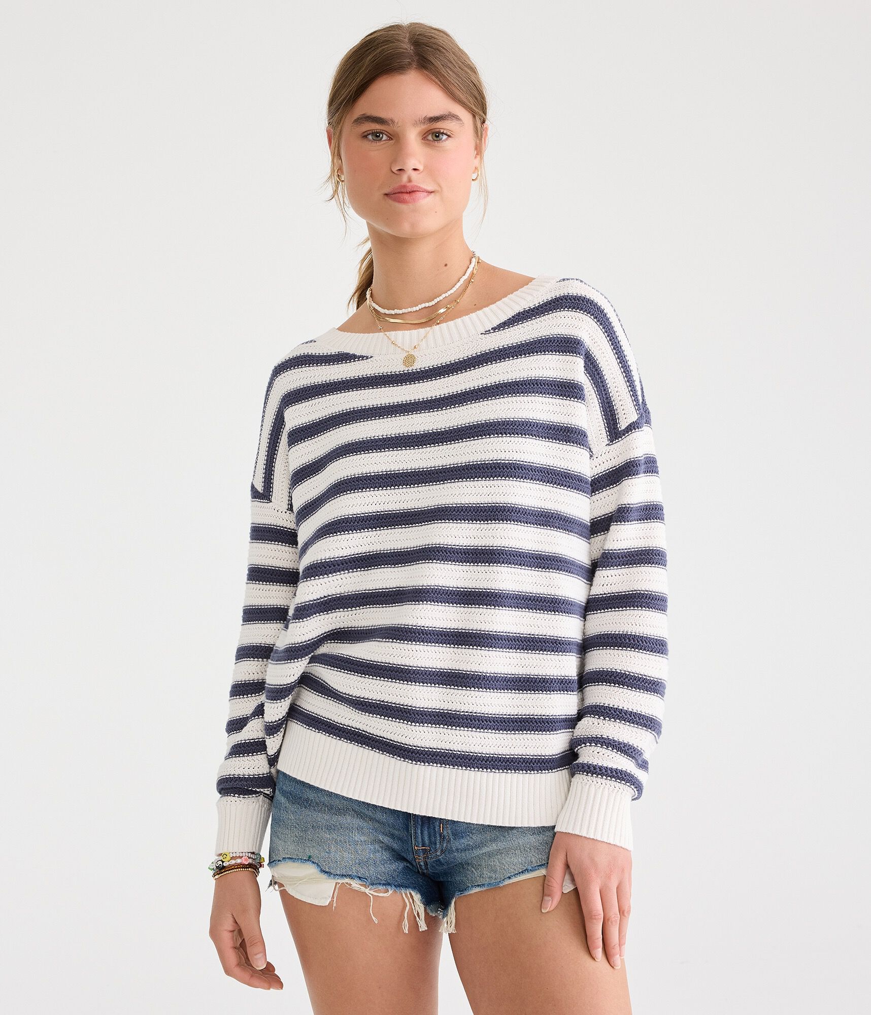 Striped Slouchy Crew Sweater