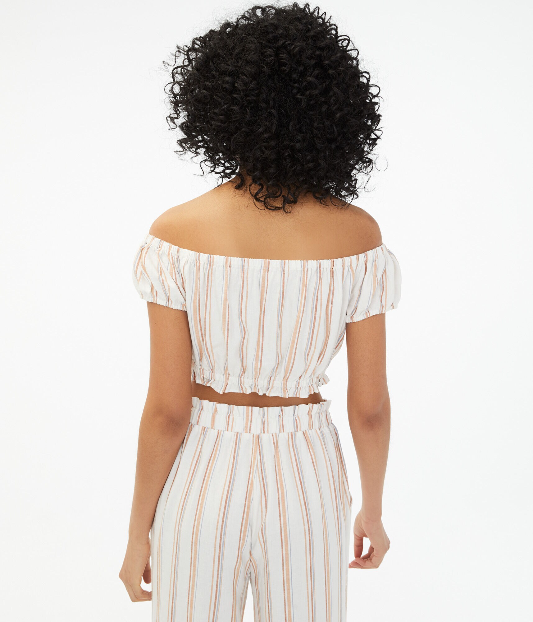 Striped Off-The-Shoulder Crop Top